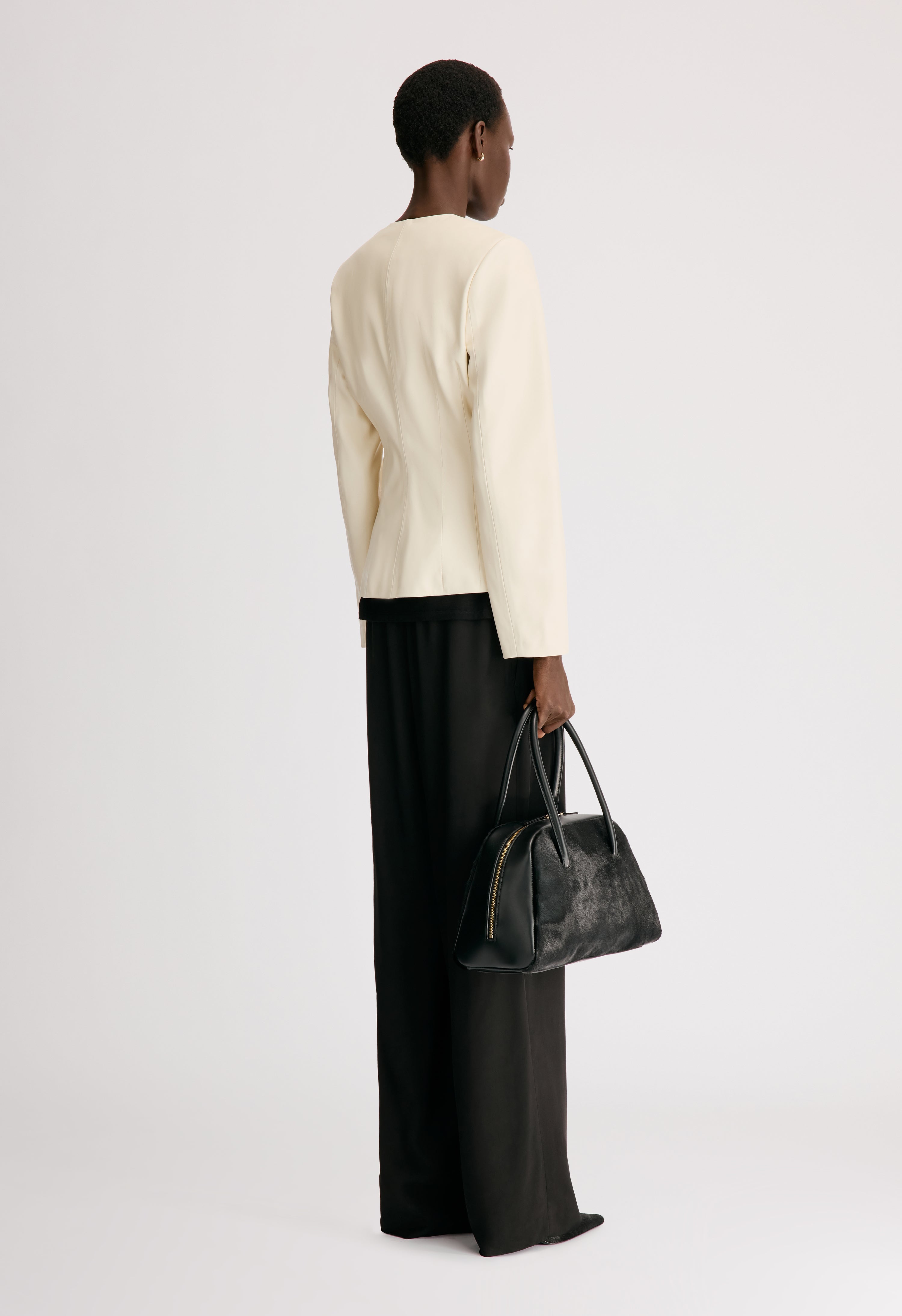 ADEA Collarless leather jacket
