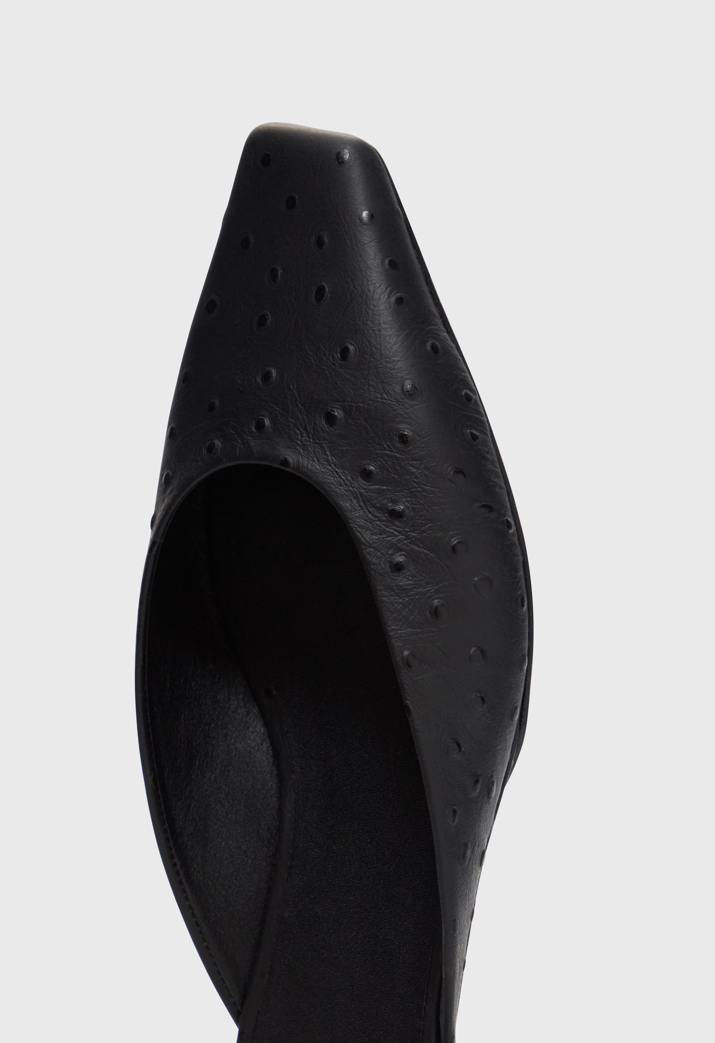 ALIX Ostrich-effect leather mules