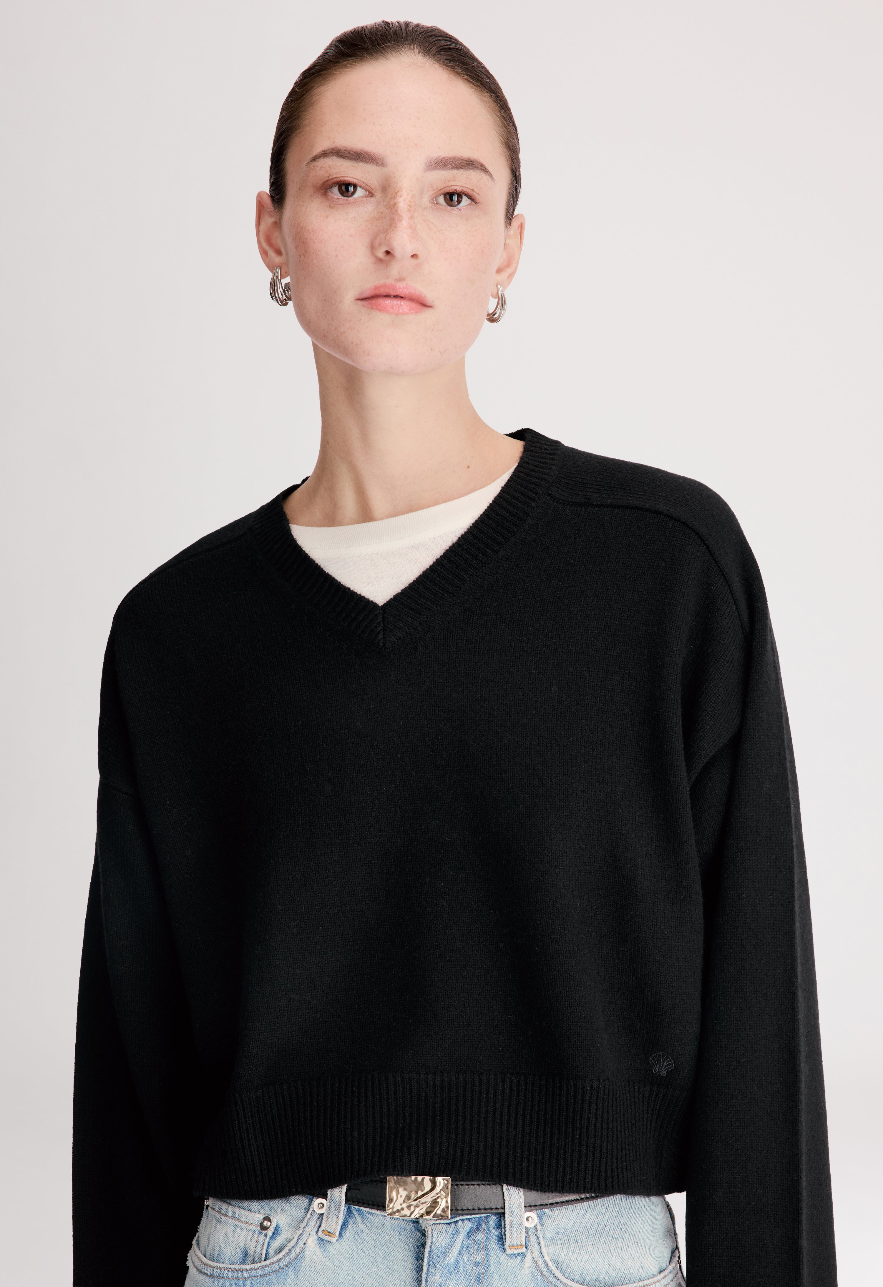 ANZOR LDS Cashmere V neck sweater