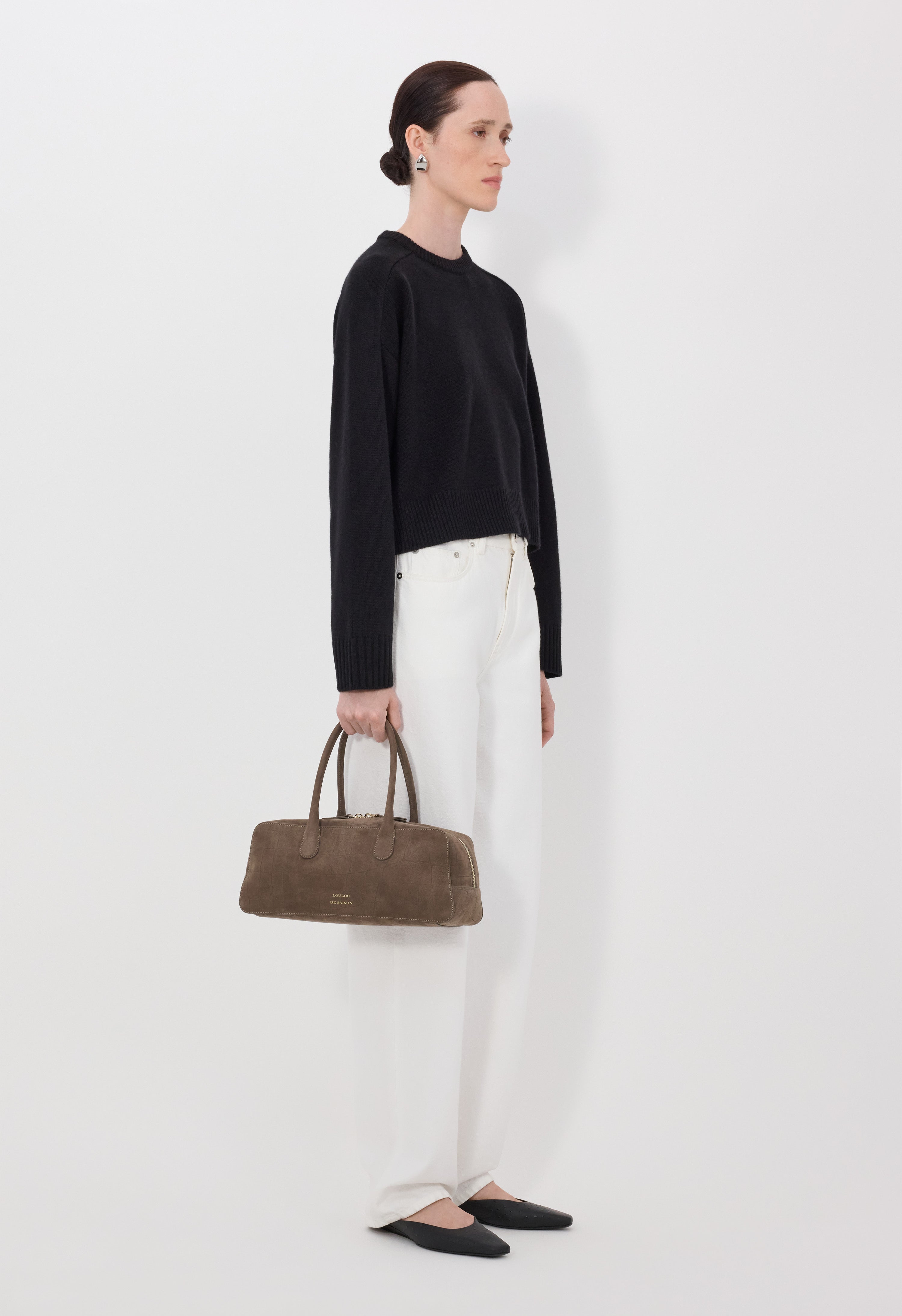 BRUZZI LDS Cropped wool cashmere sweater