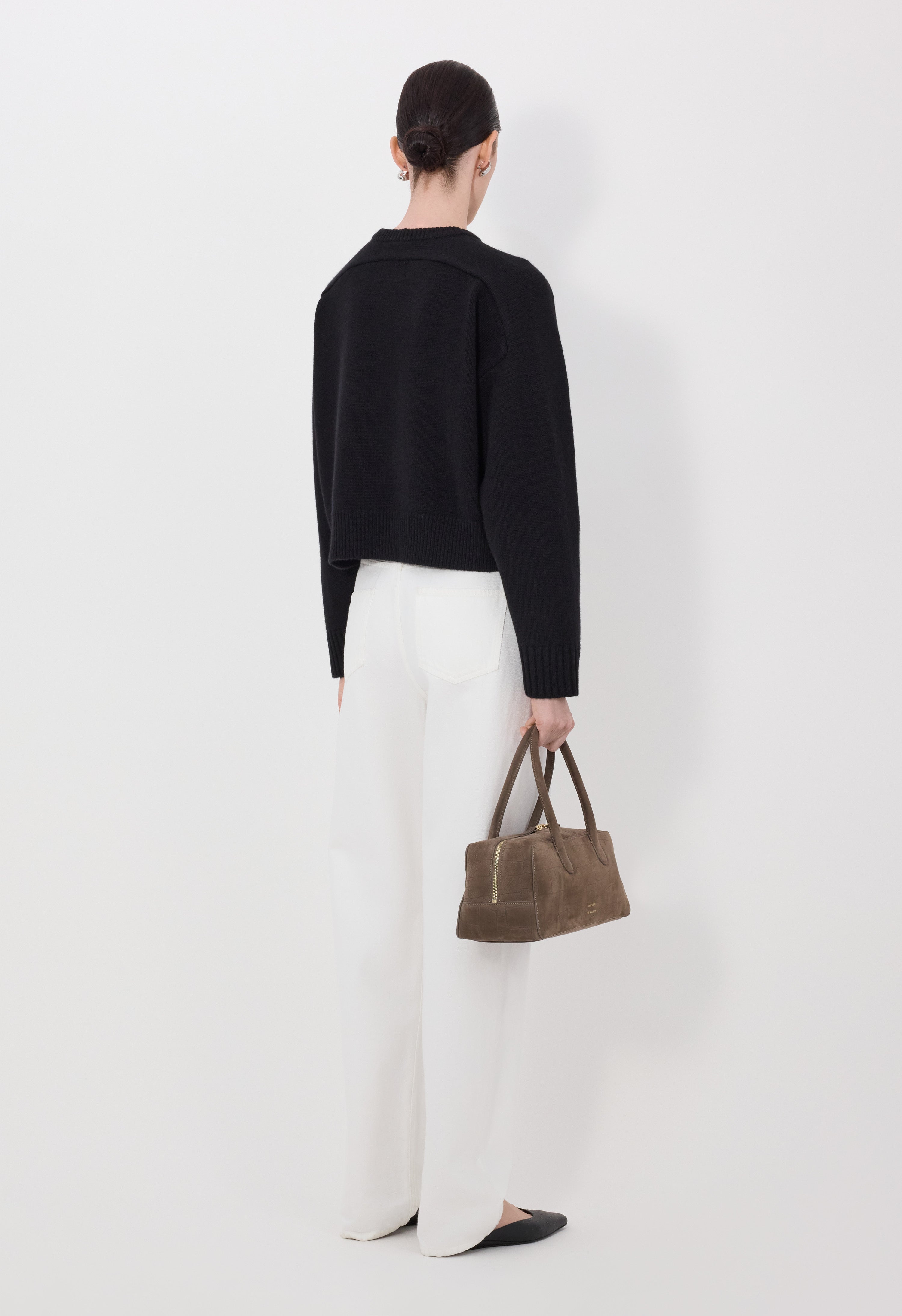 BRUZZI LDS Cropped wool cashmere sweater