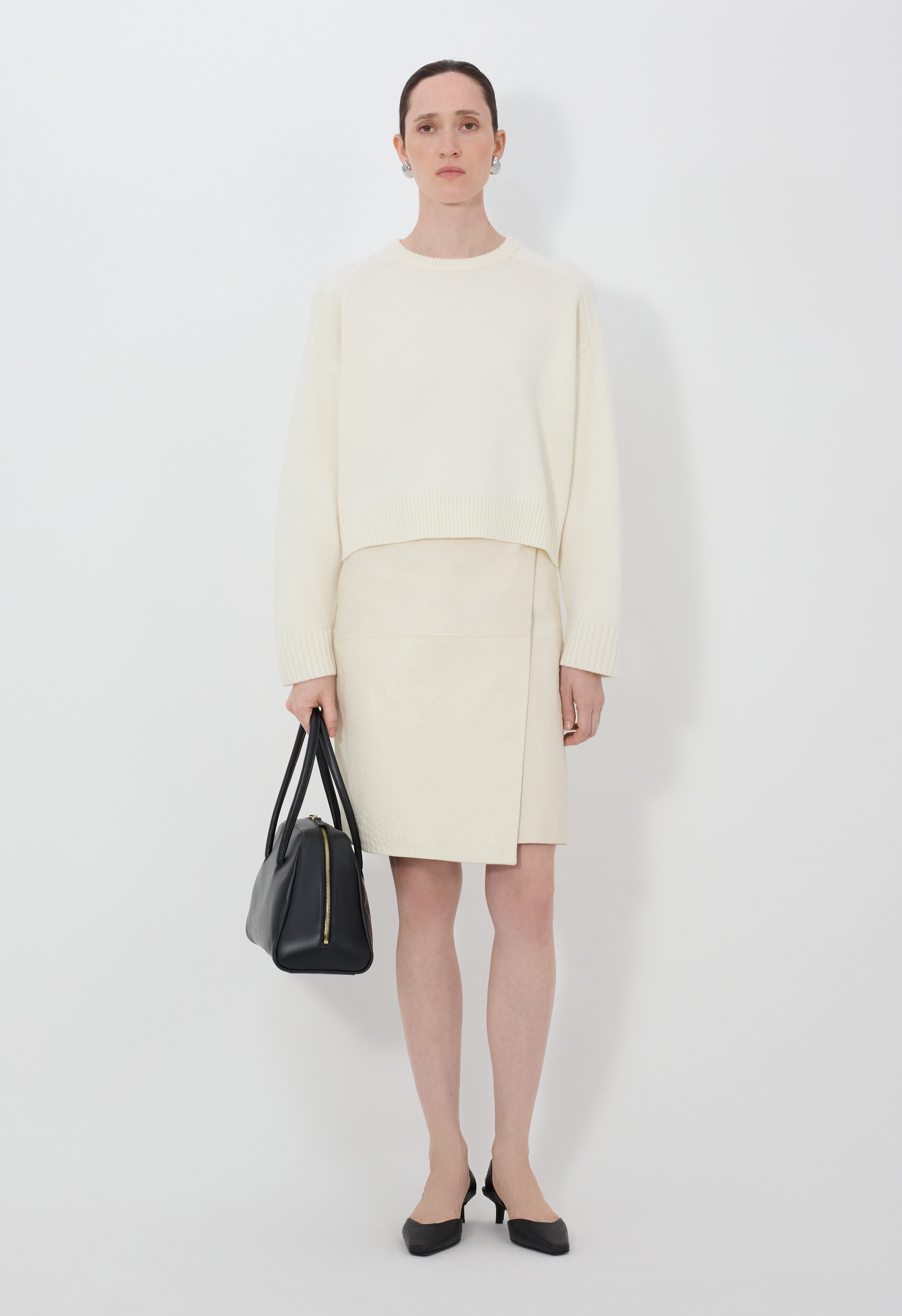 BRUZZI LDS Pull croppé en laine et cachemire