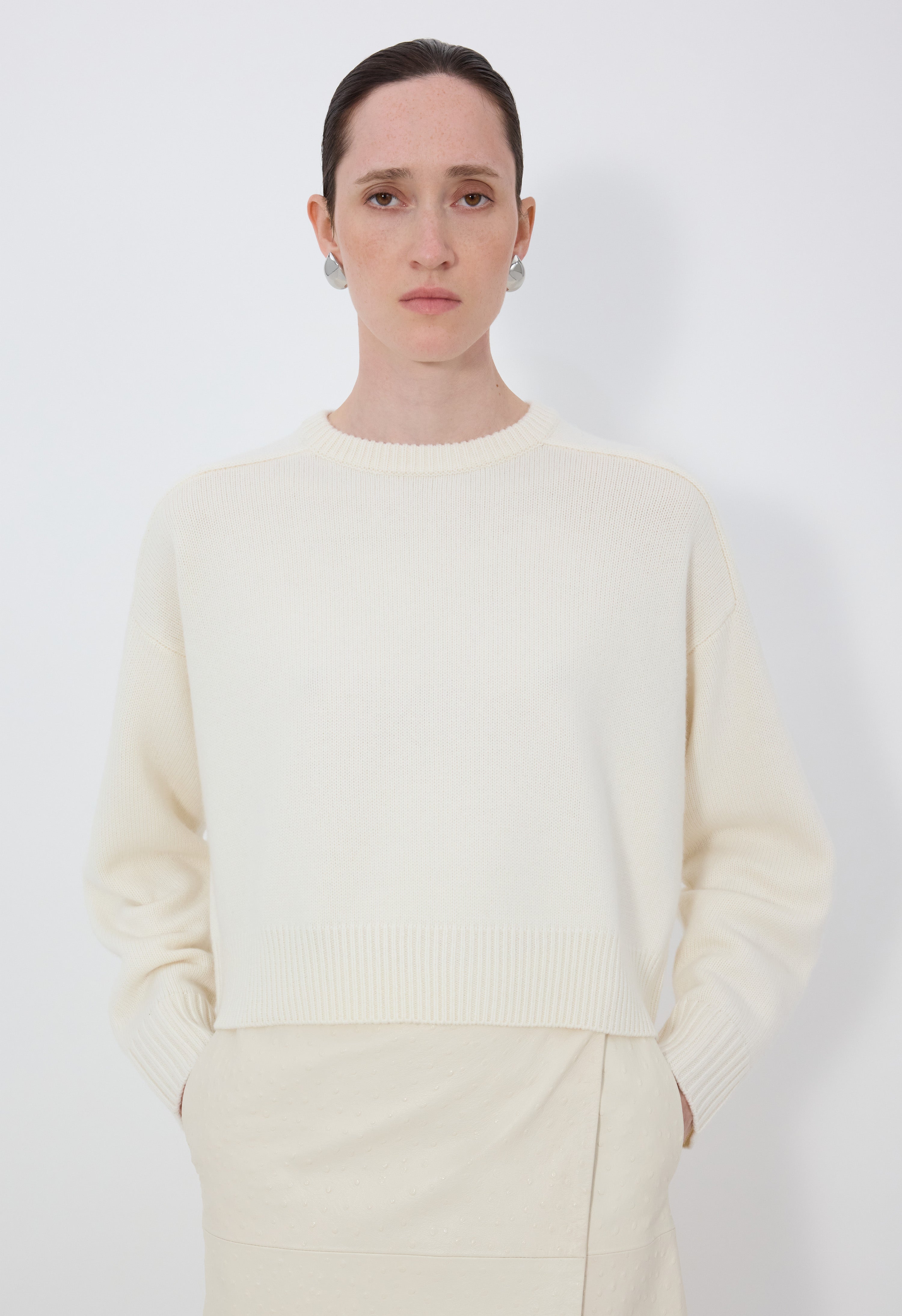 BRUZZI LDS Cropped wool cashmere sweater