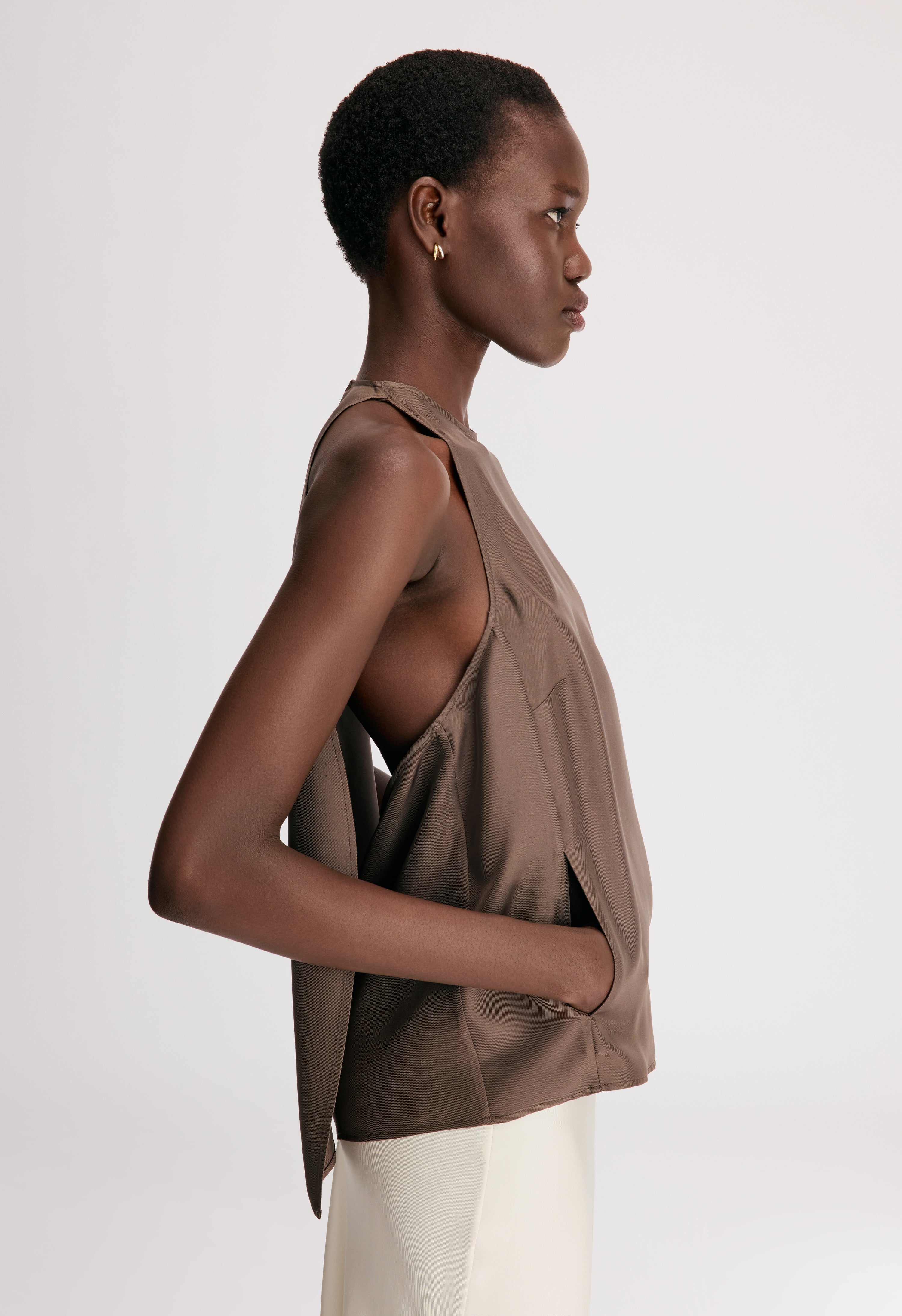 CAMI Silk twill cape top