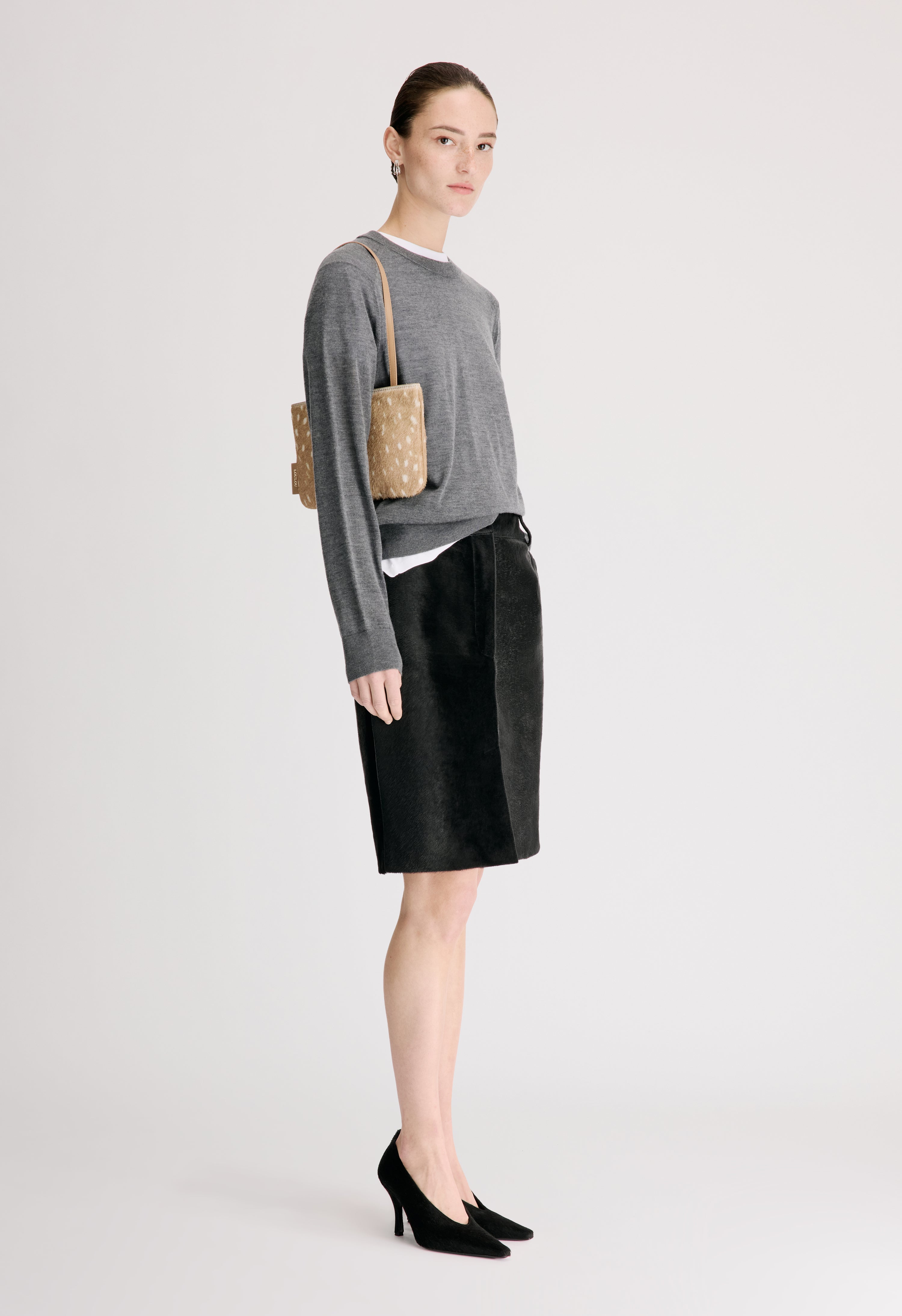 DEBI Pony-effect leather skirt