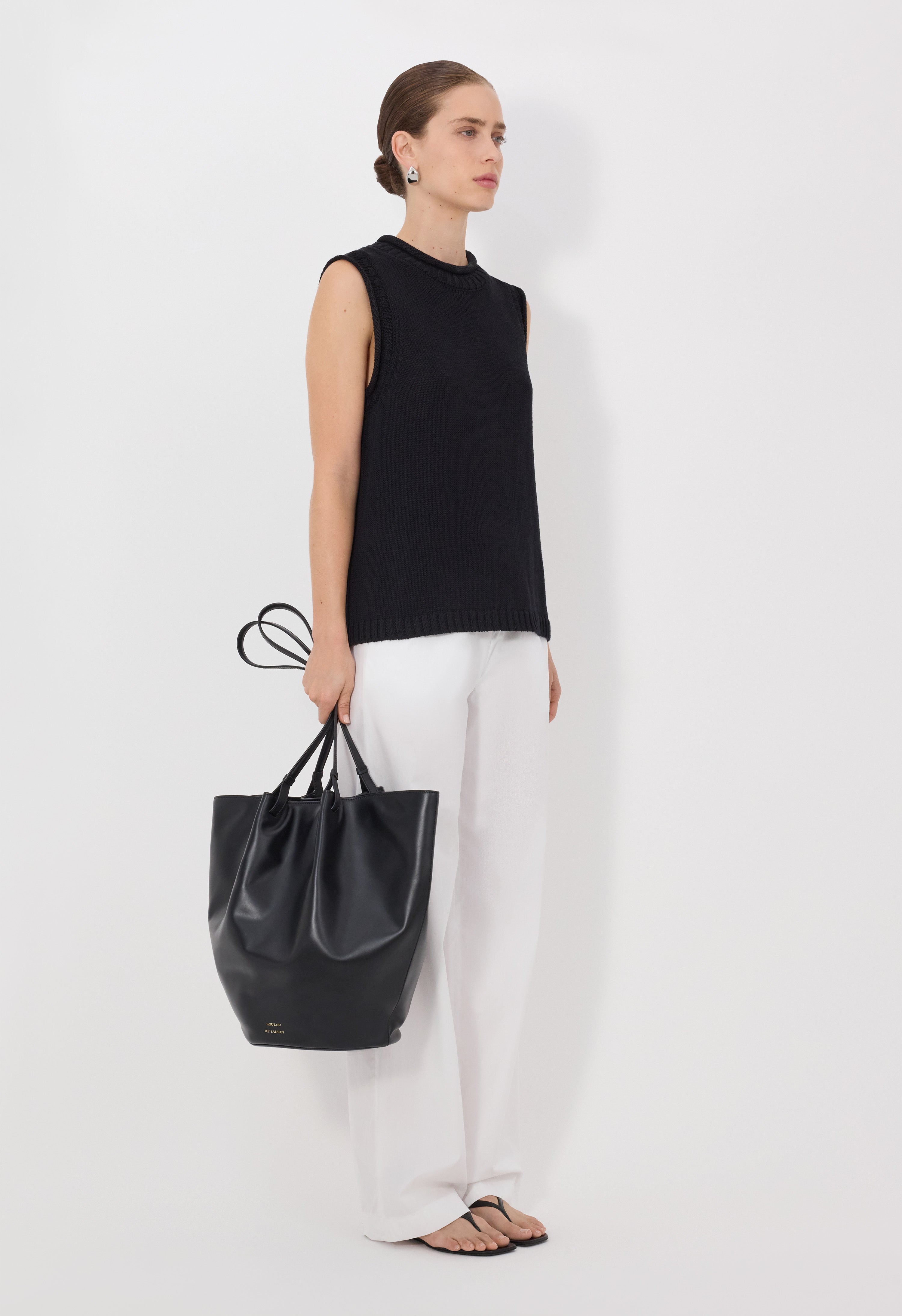 EFFY Pull sans manches en soie et lin mélangés