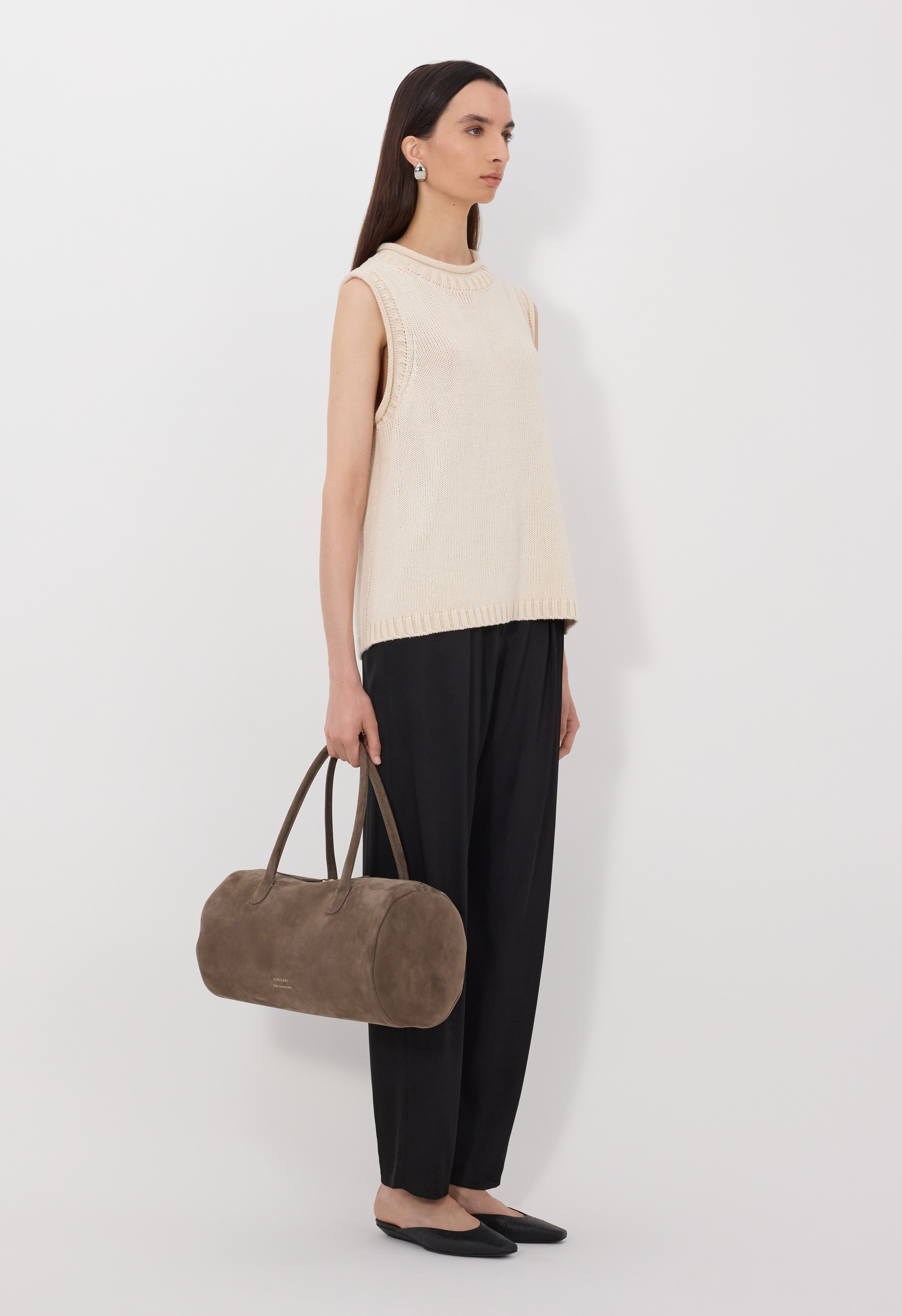 EFFY Pull sans manches en soie et lin mélangés