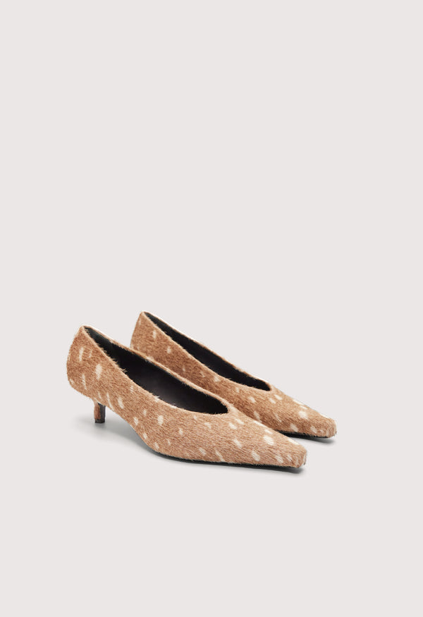 EKO Deer print pony-effect kitten heels