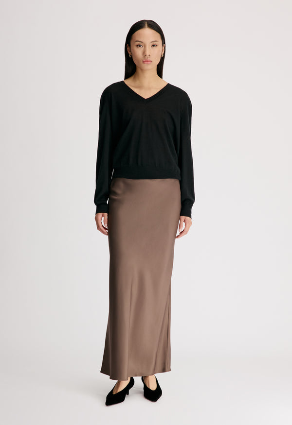 ELI Silk twill maxi skirt