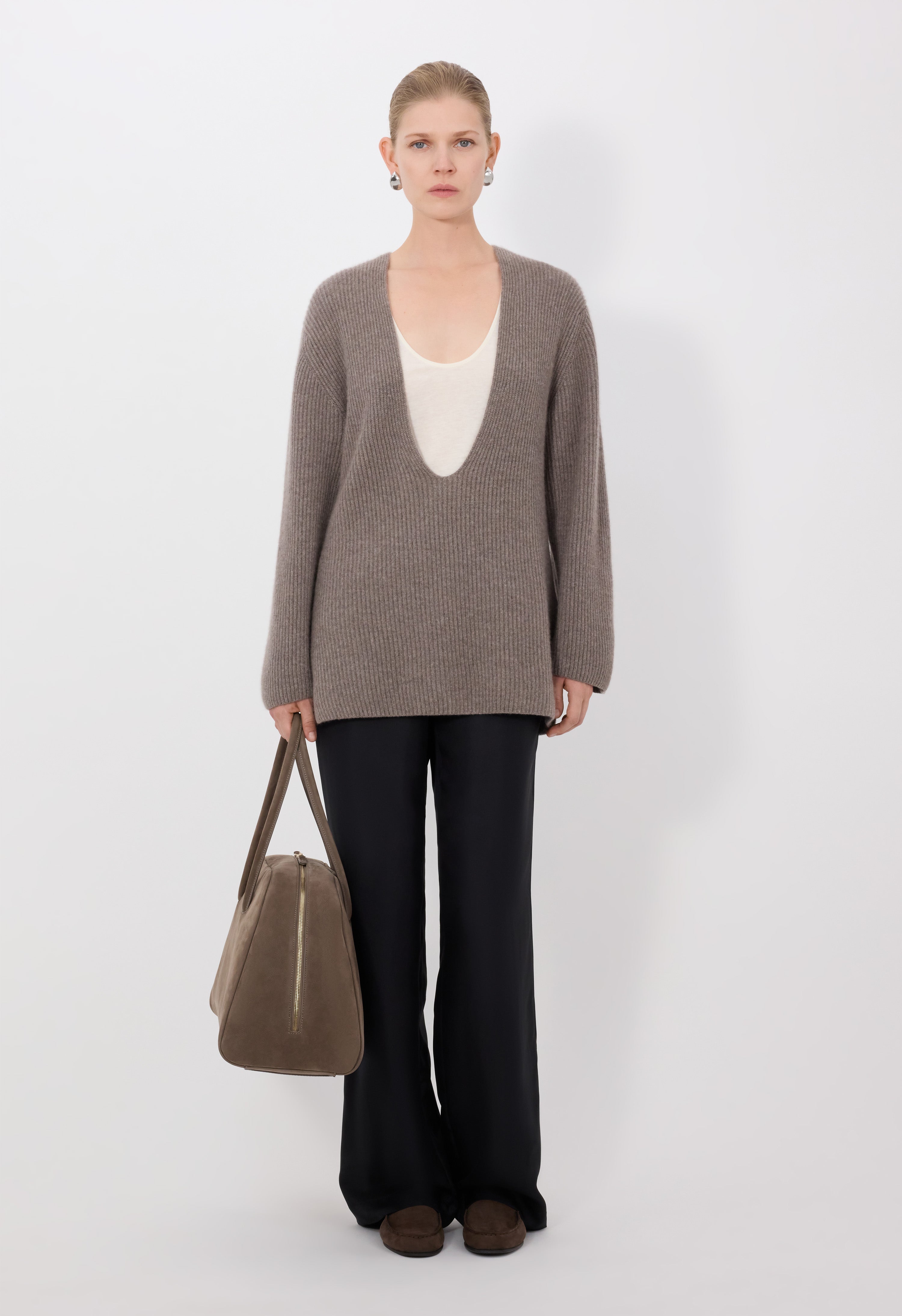 GABE Pull col U en cachemire côtelé