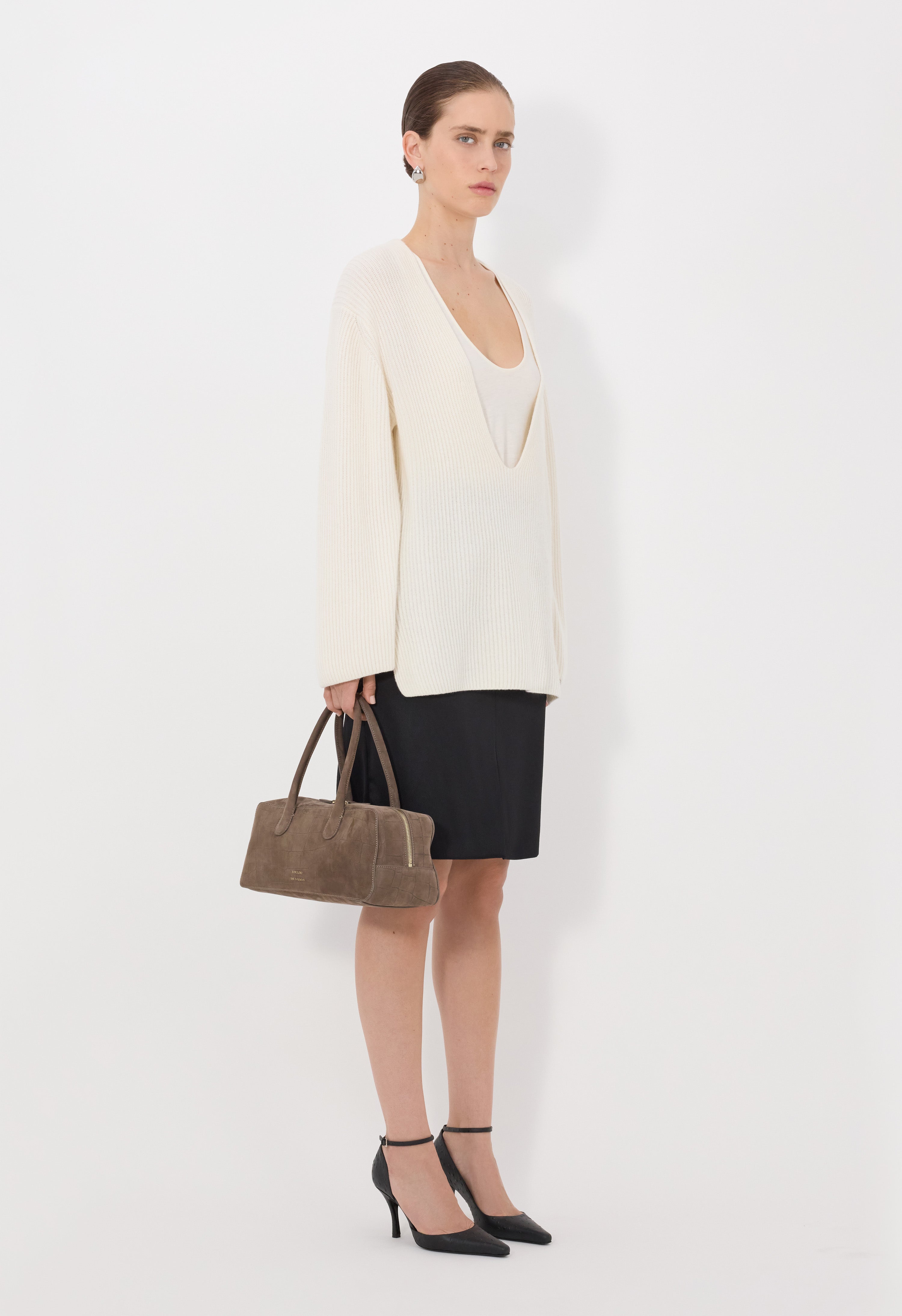 GABE Pull col U en cachemire côtelé