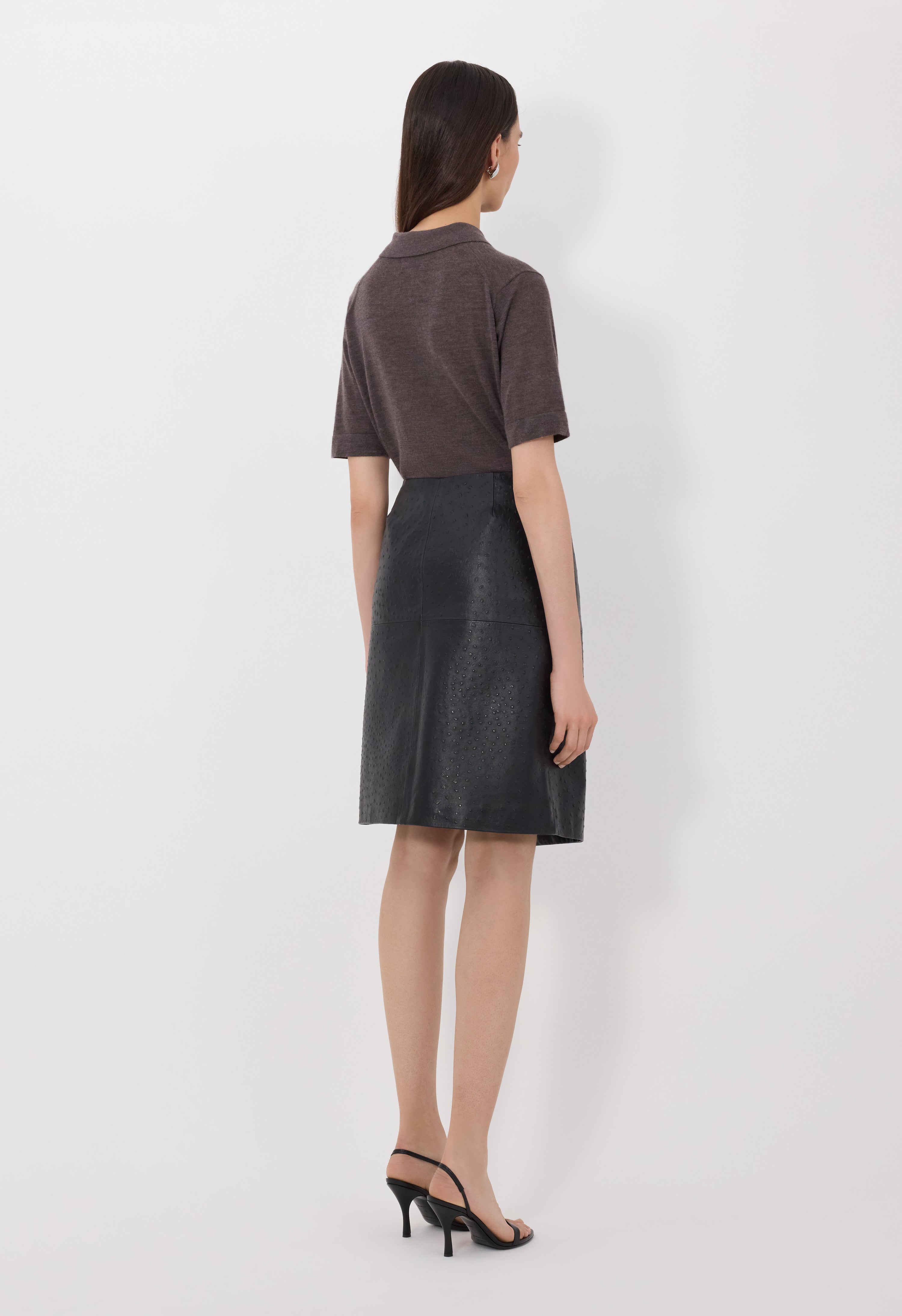 GORA Ostrich-effect leather wrap skirt
