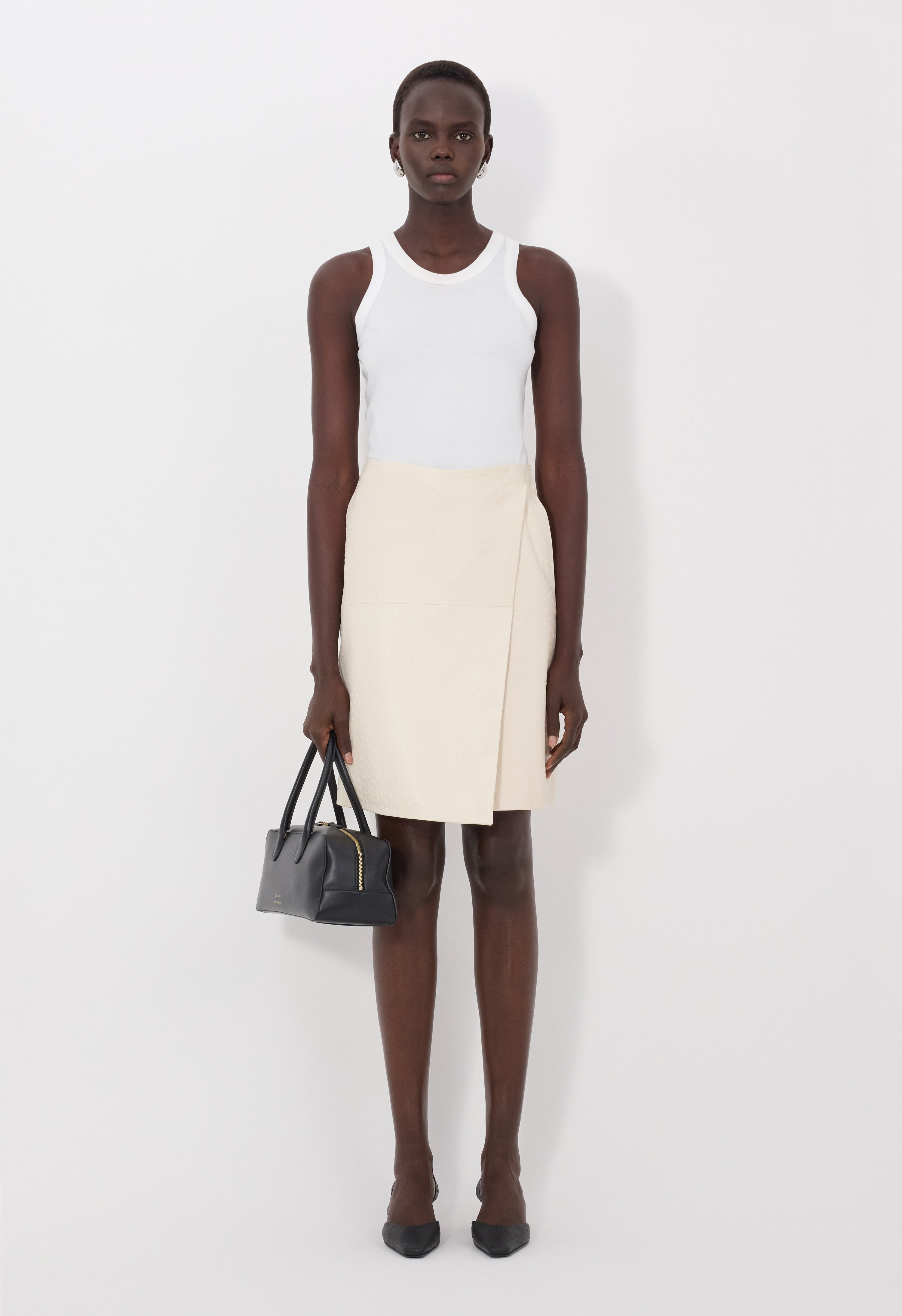 GORA Ostrich-effect leather wrap skirt