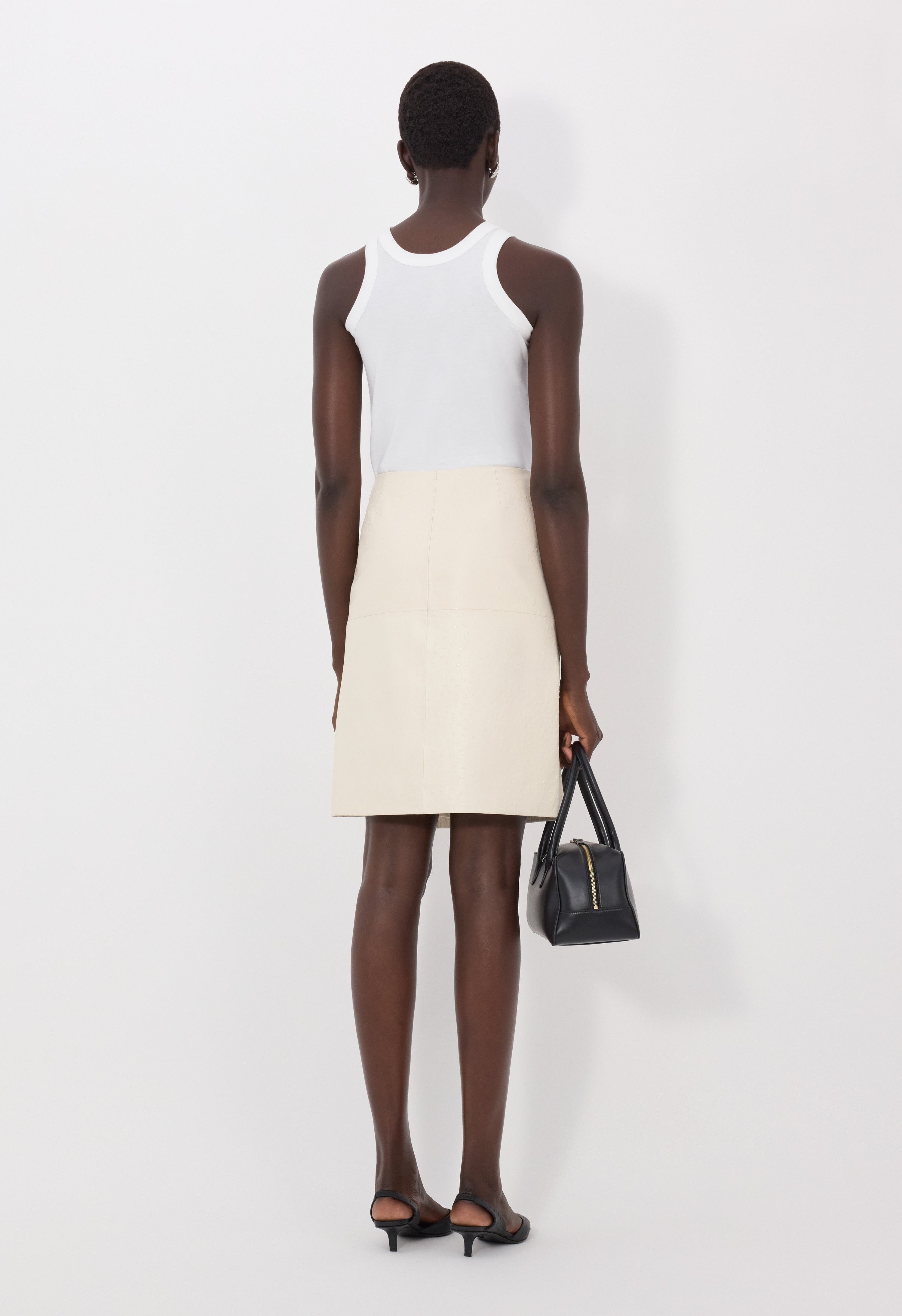 GORA Ostrich-effect leather wrap skirt