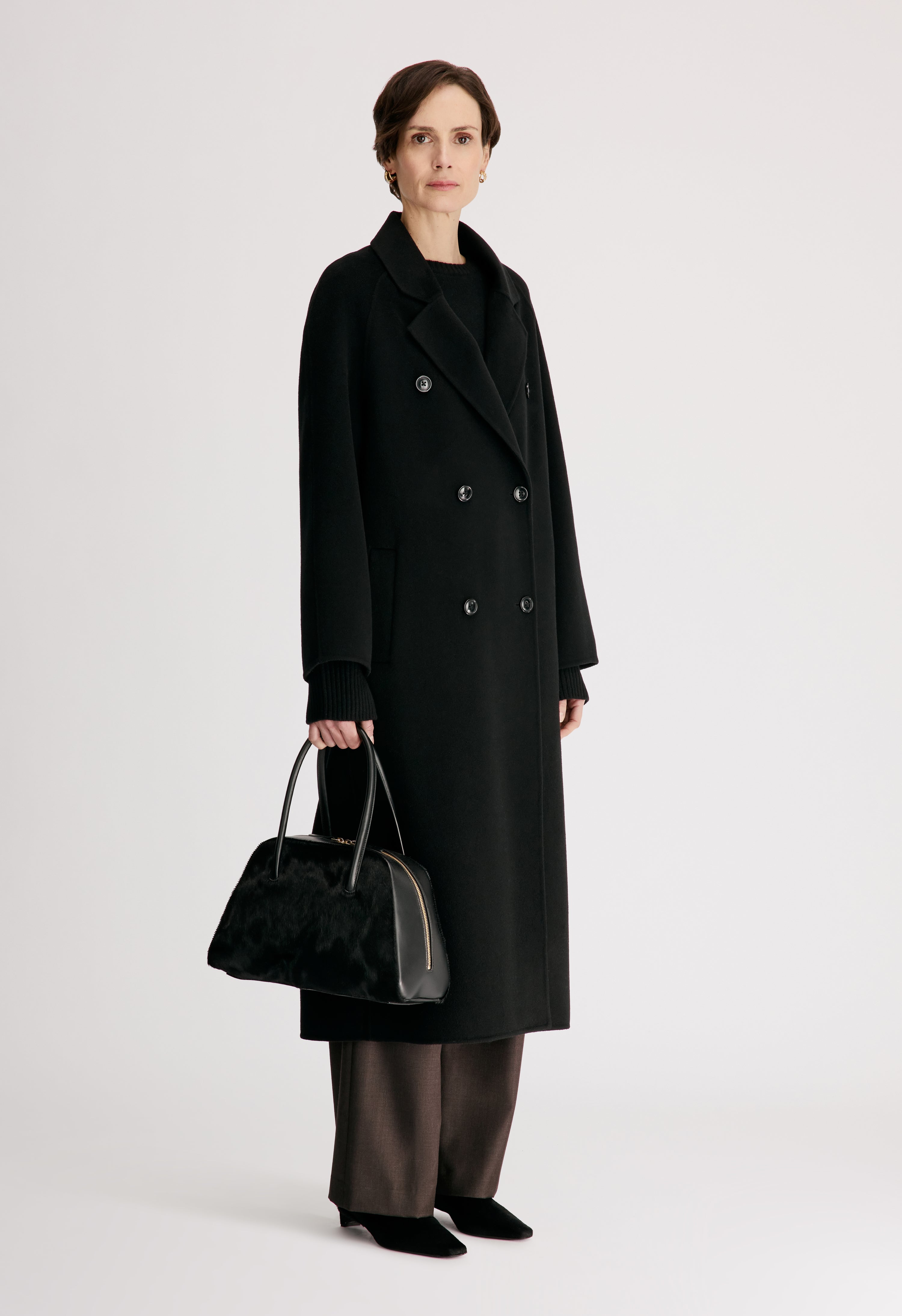 IRVIN Long wool cashmere drap coat