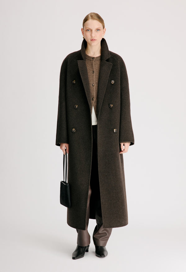 IRVIN Manteau long en drap de laine et cachemire