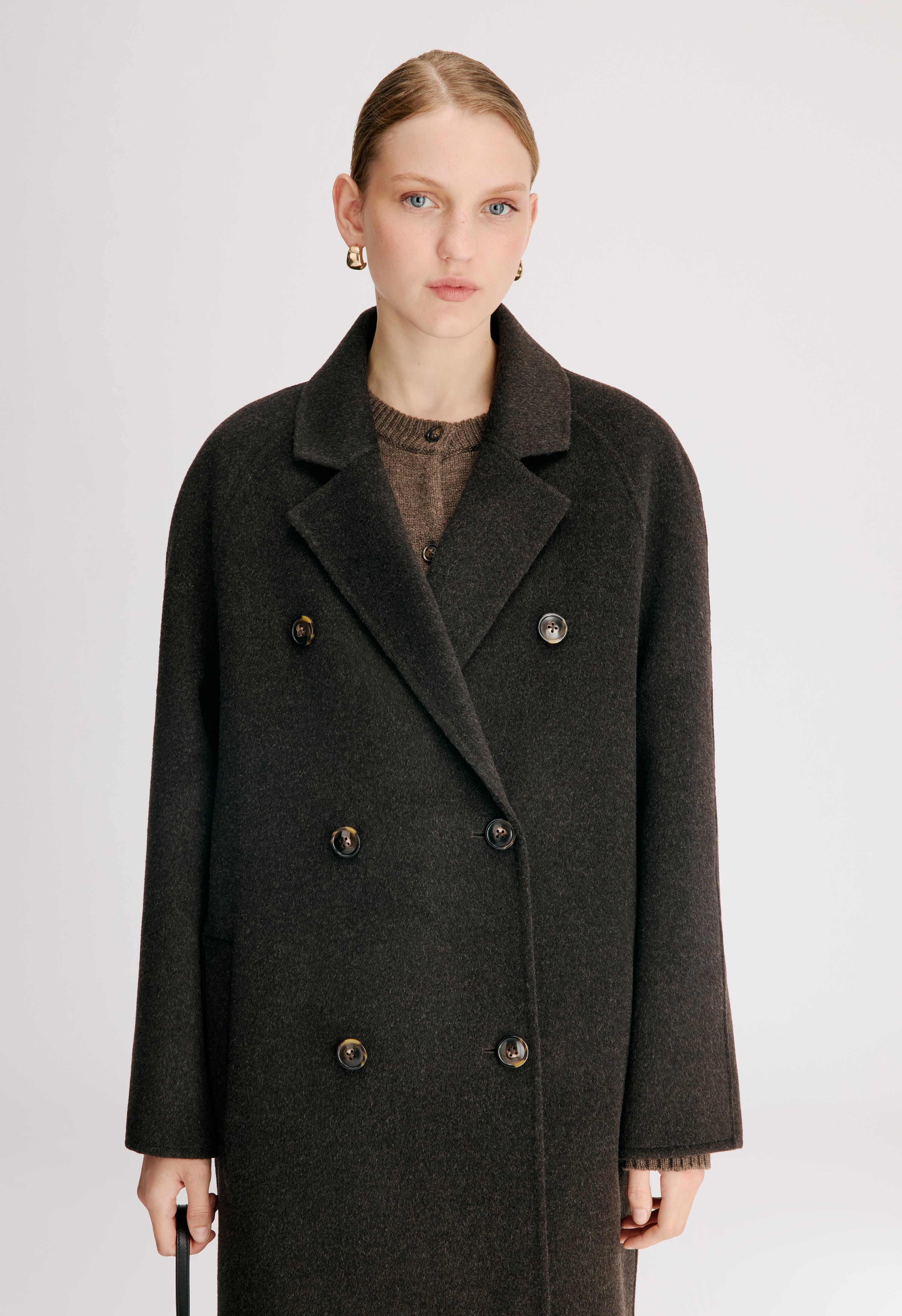 IRVIN Long wool cashmere drap coat