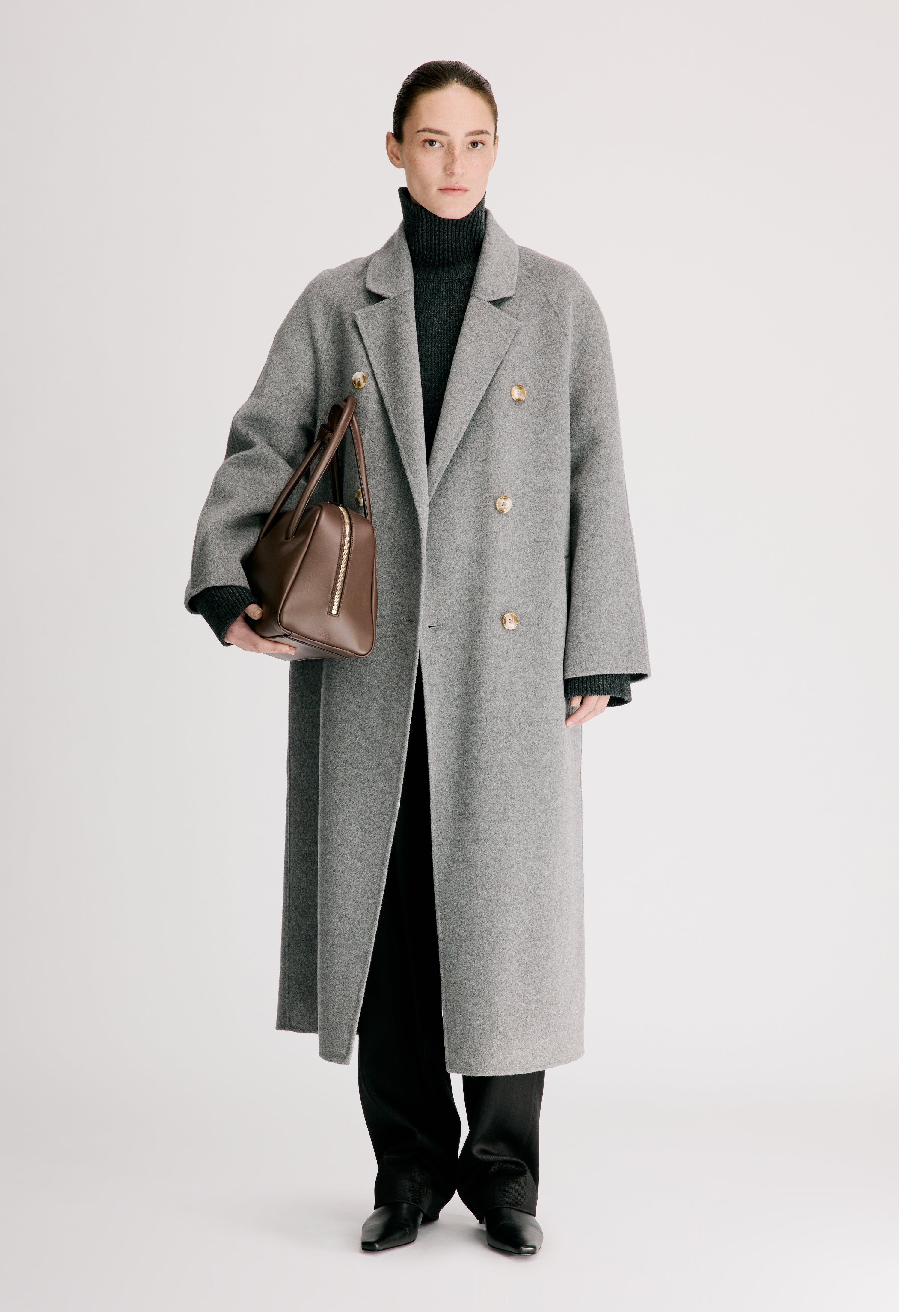 IRVIN Long wool cashmere drap coat