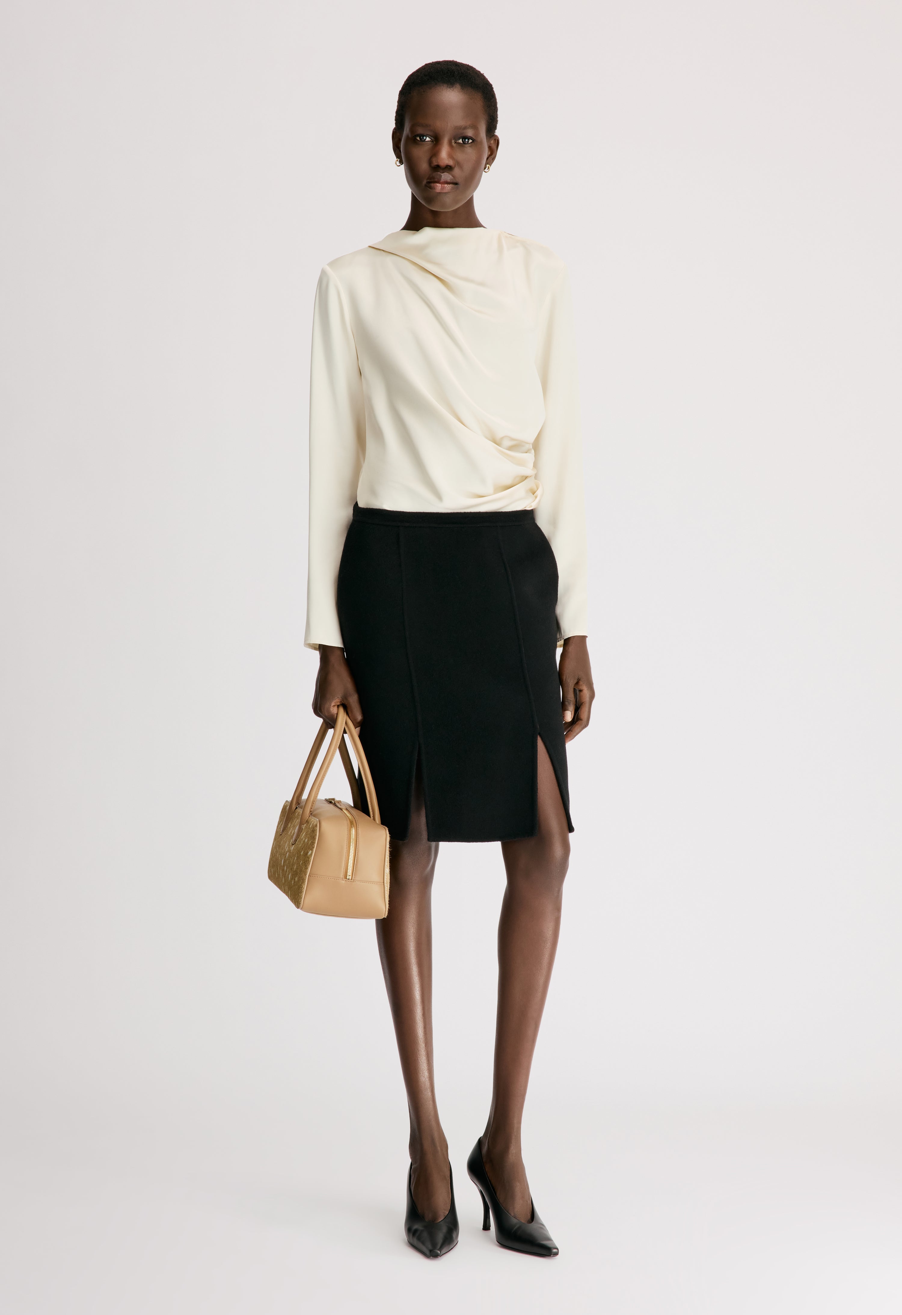 JUDY Wool cashmere drap skirt