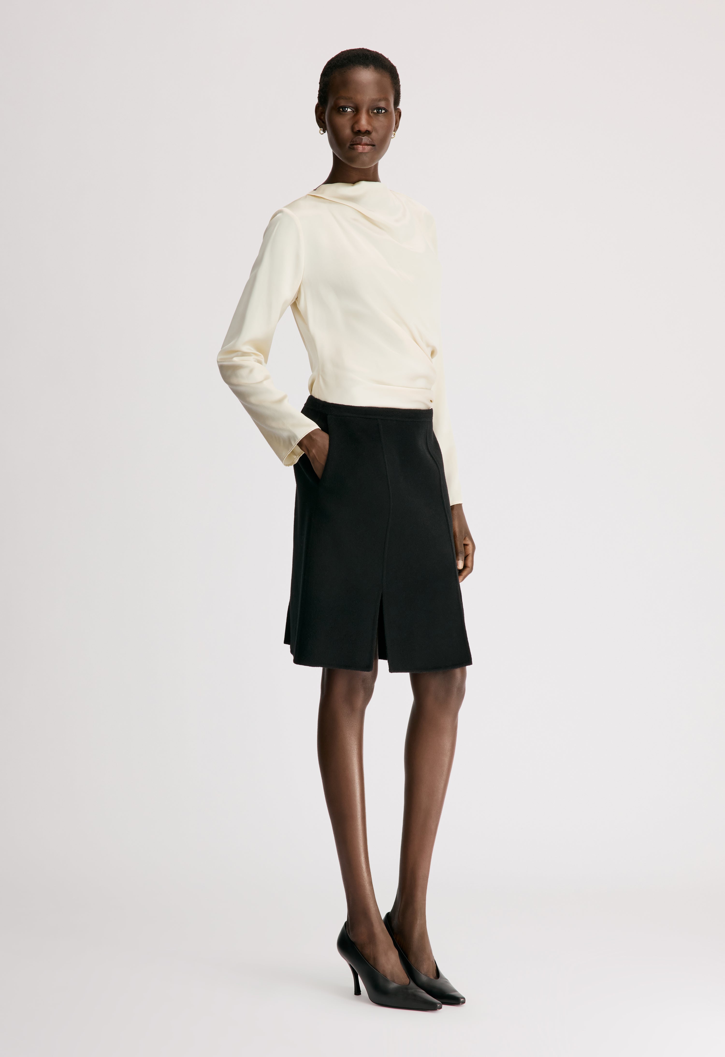 JUDY Wool cashmere drap skirt