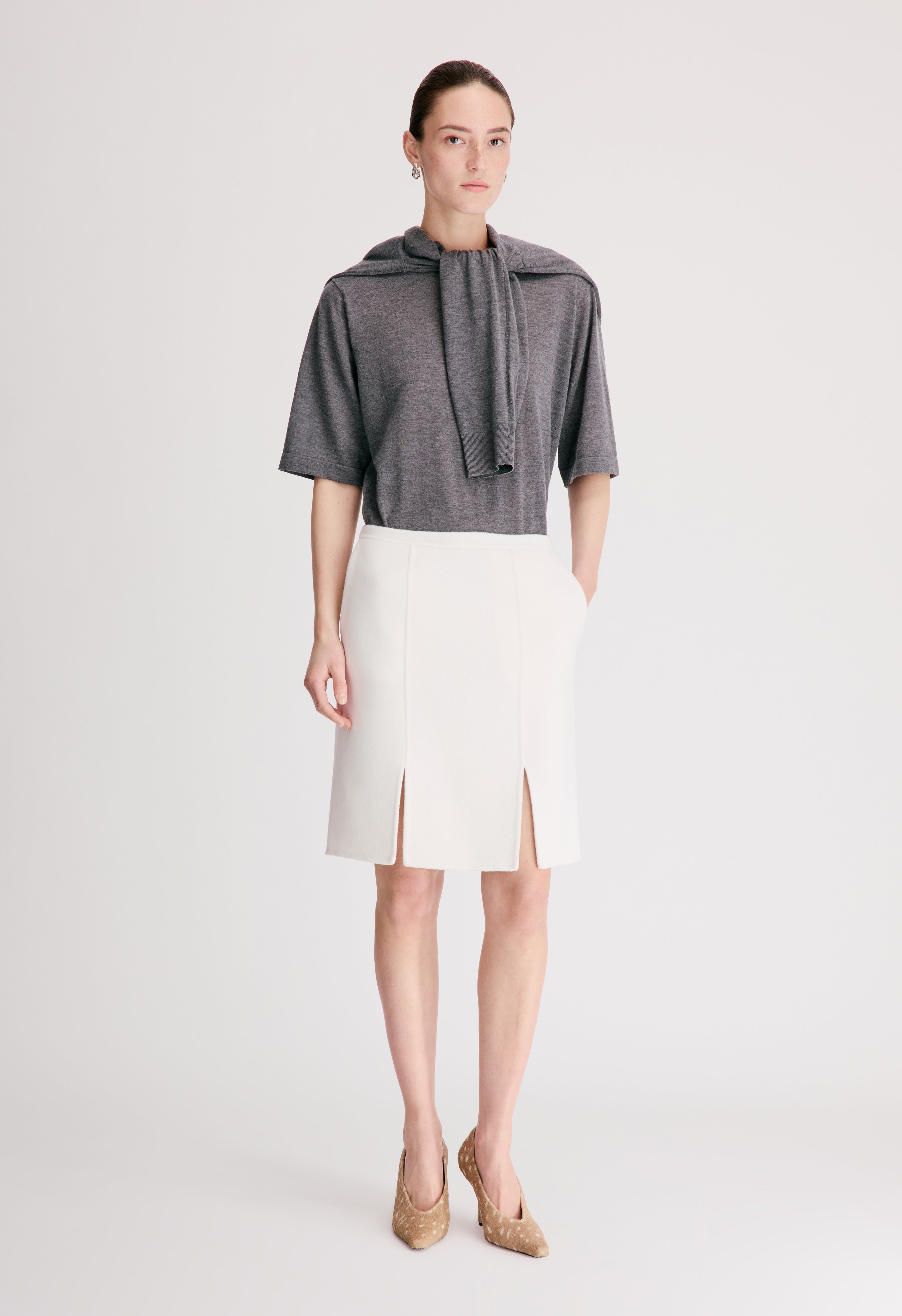 JUDY Wool cashmere drap skirt