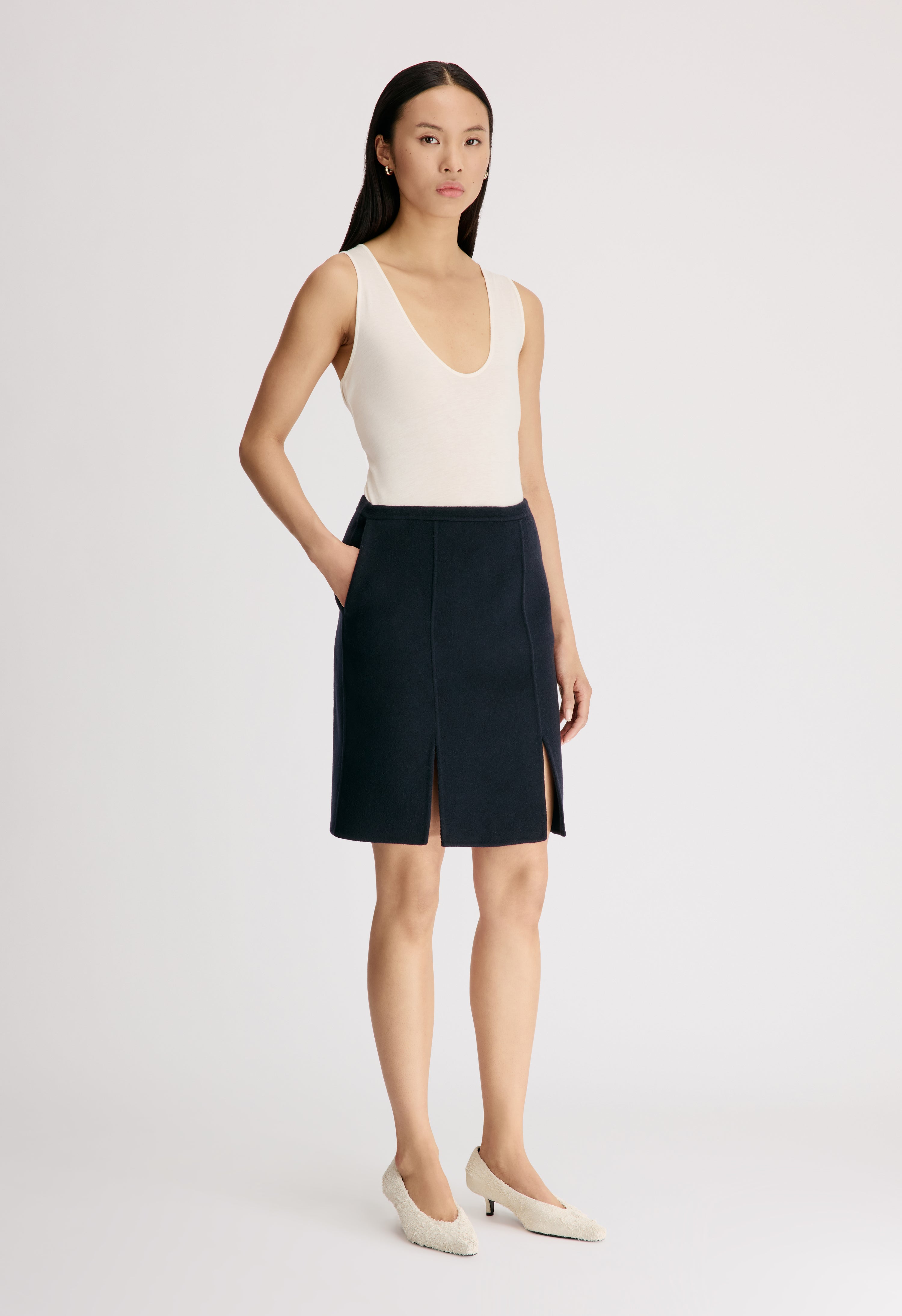 JUDY Jupe en drap de laine et cachemire