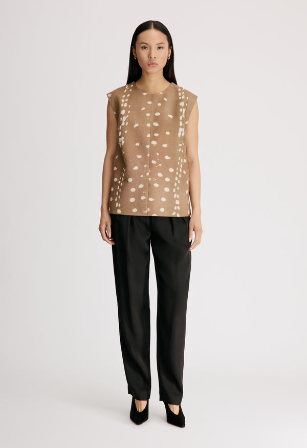 KENA Deer print pony-effect leather top