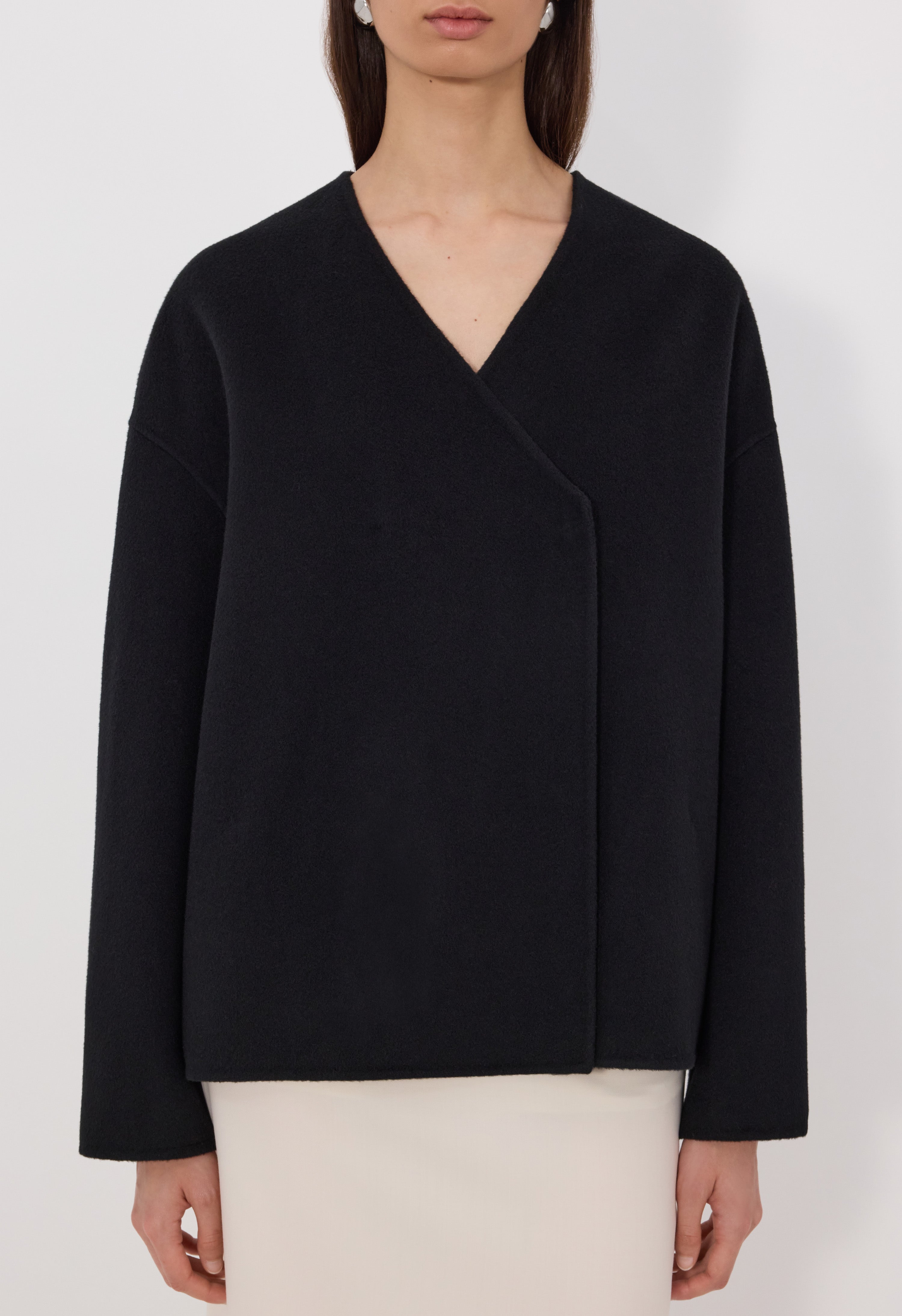 MAARA Asymmetric wool cashmere drap jacket