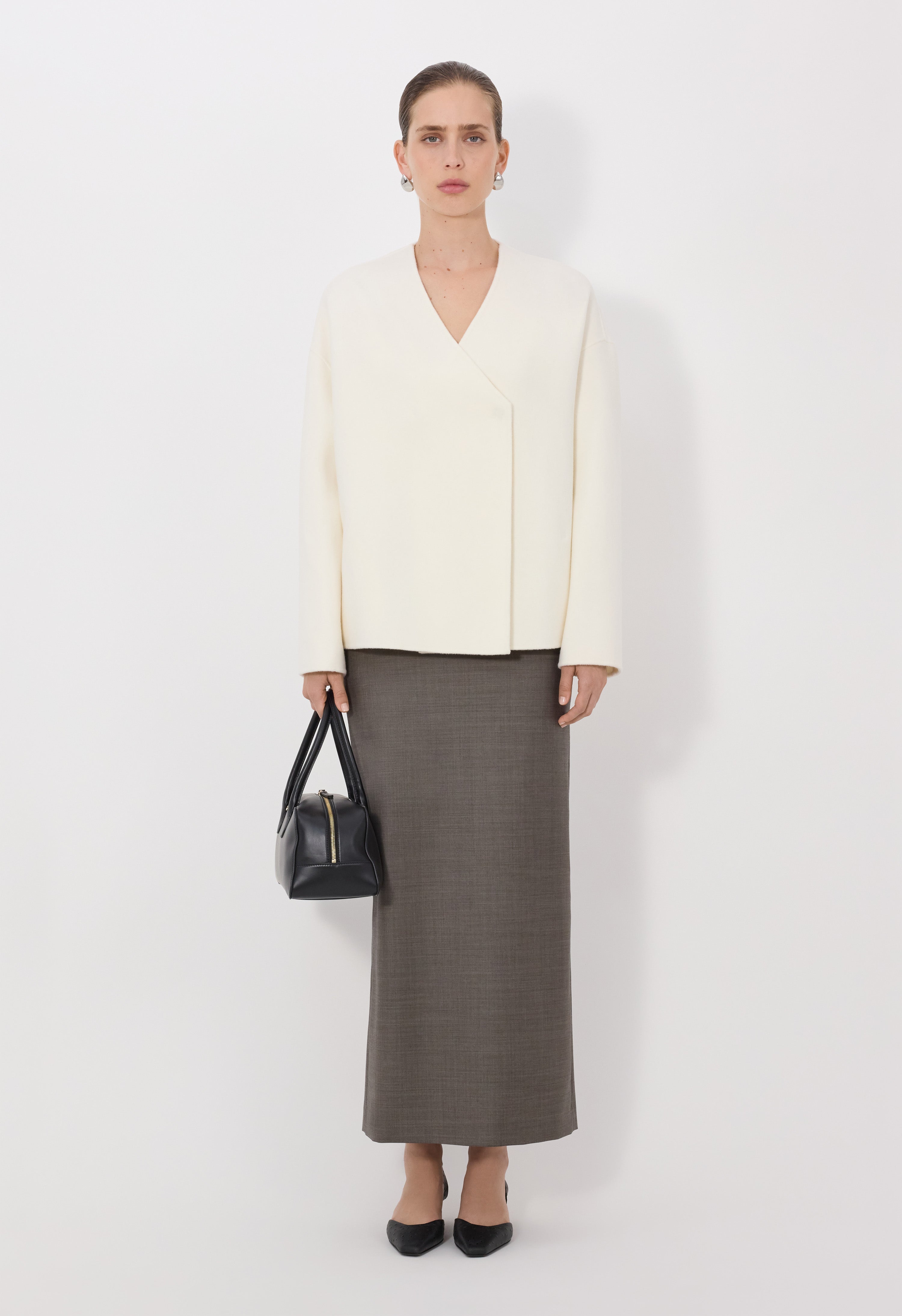 MAARA Asymmetric wool cashmere drap jacket
