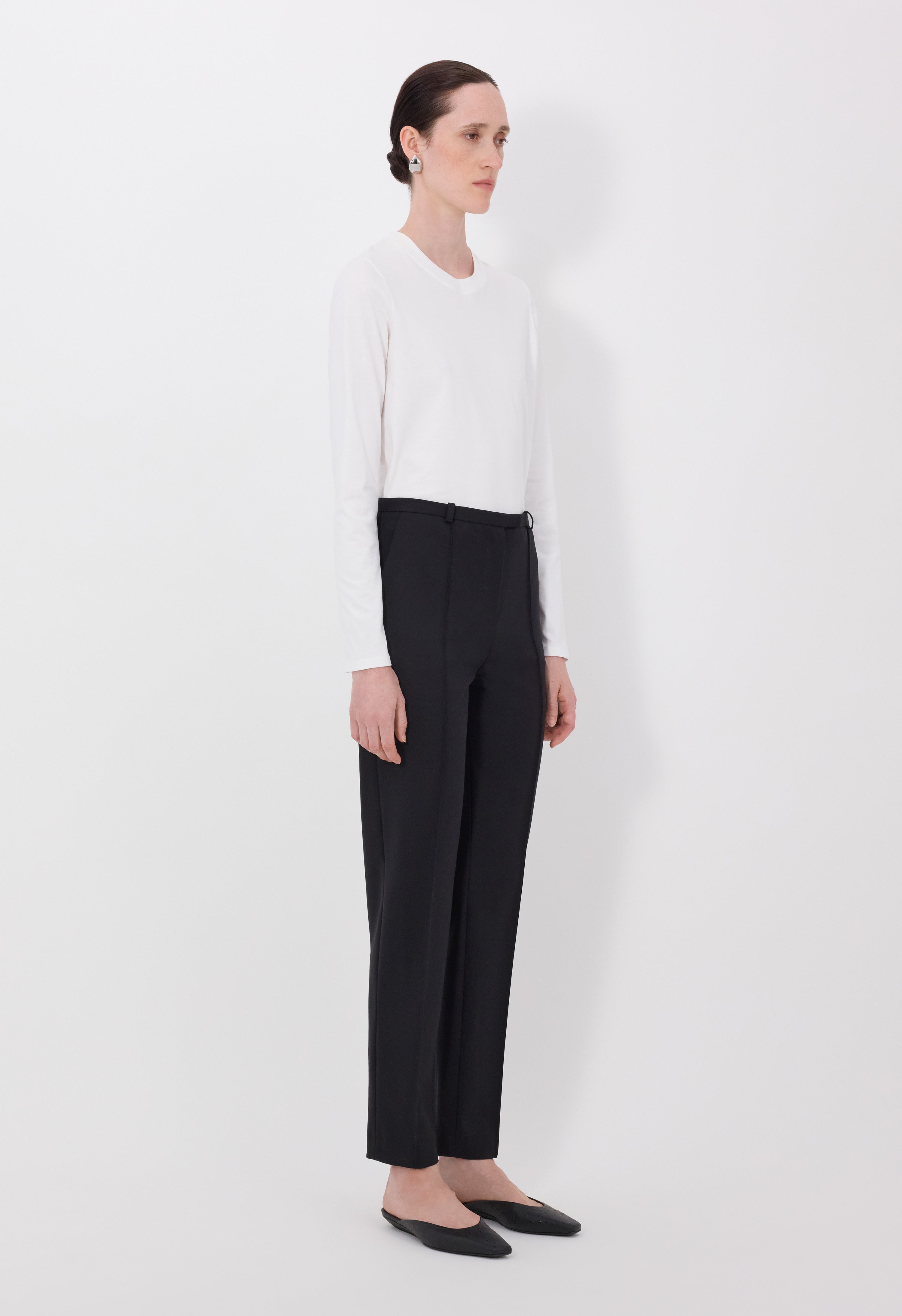 MALKA LDS Grain de poudre fitted trousers