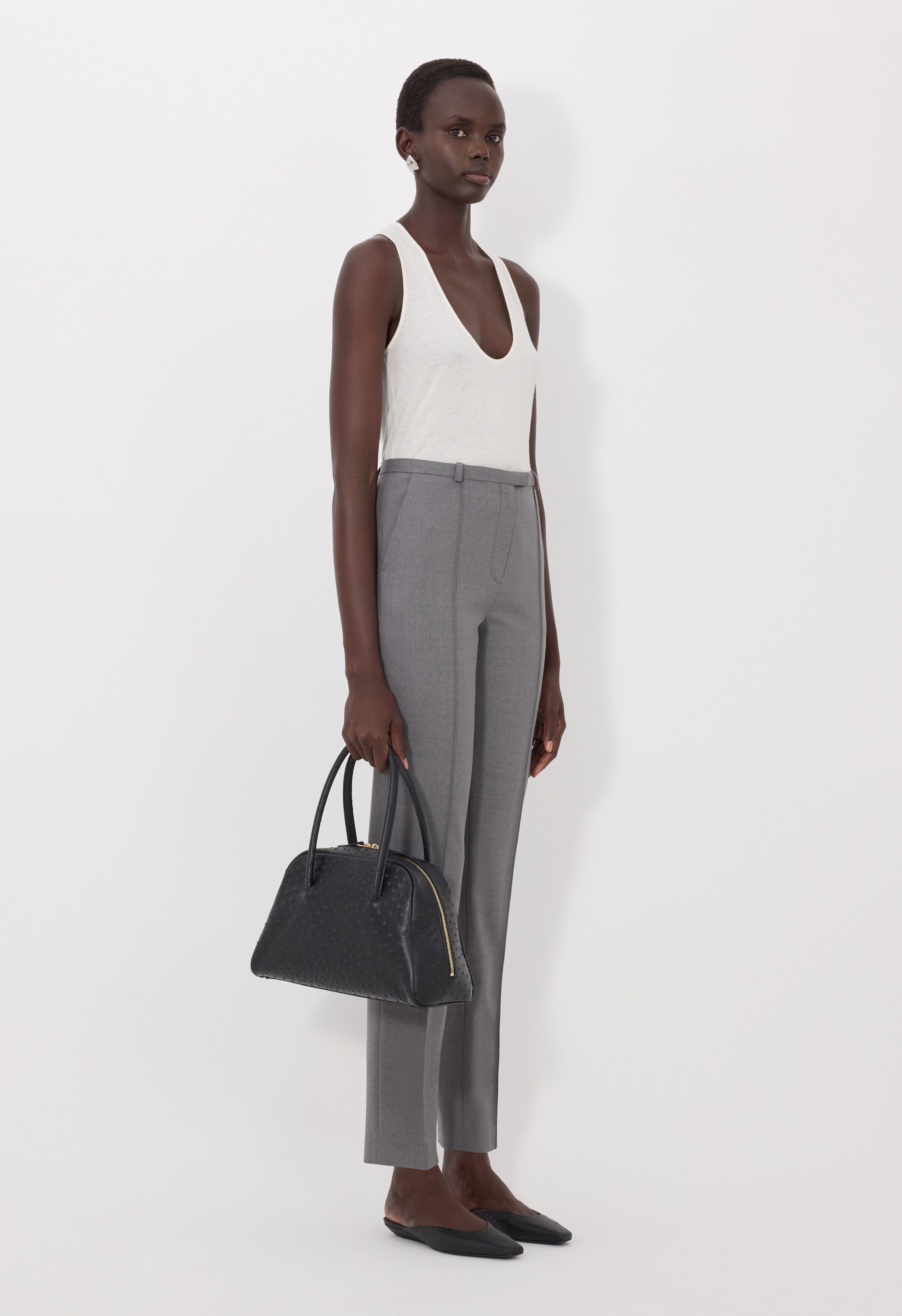 MALKA LDS Grain de poudre fitted trousers