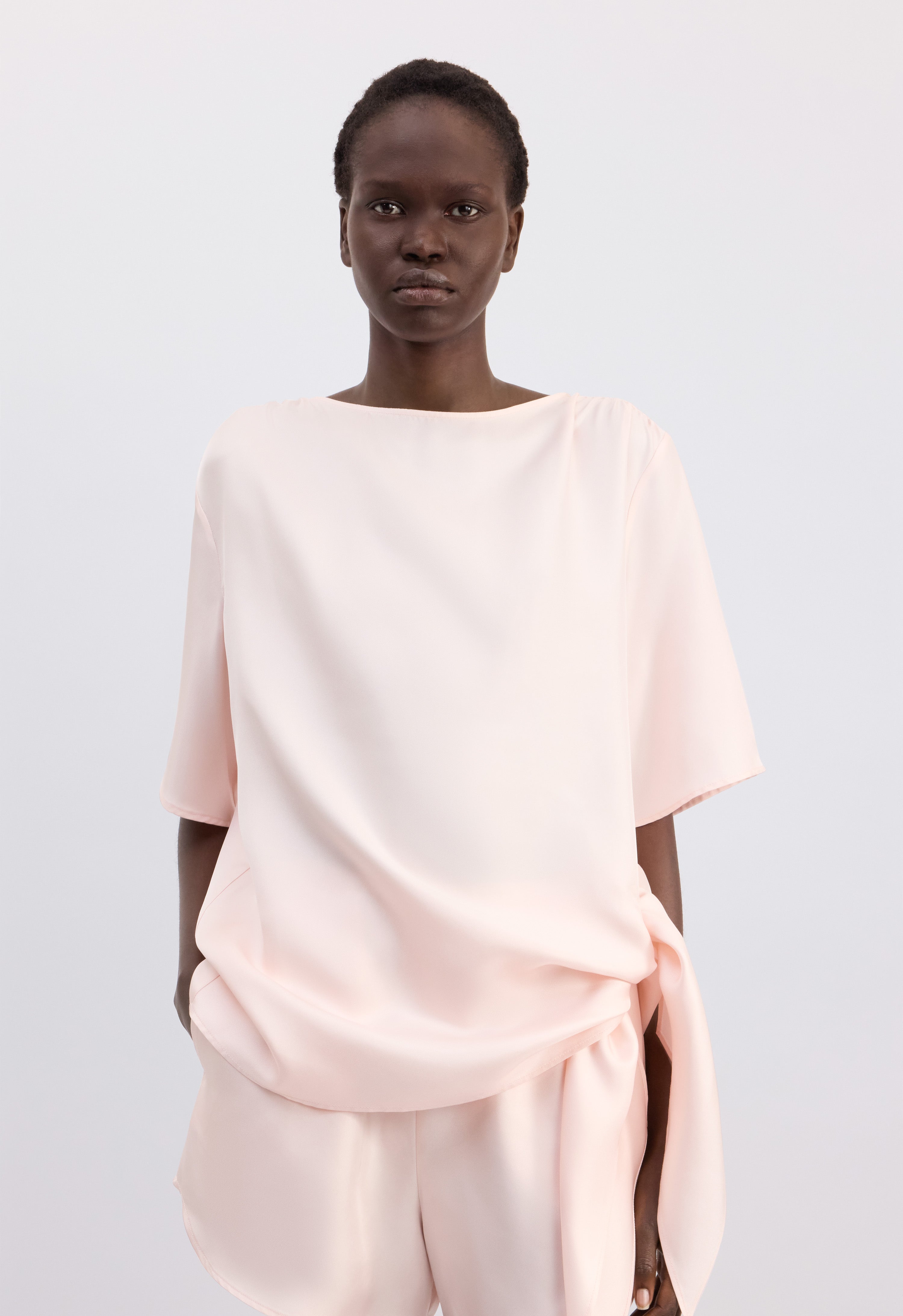 MANO Asymmetric silk top