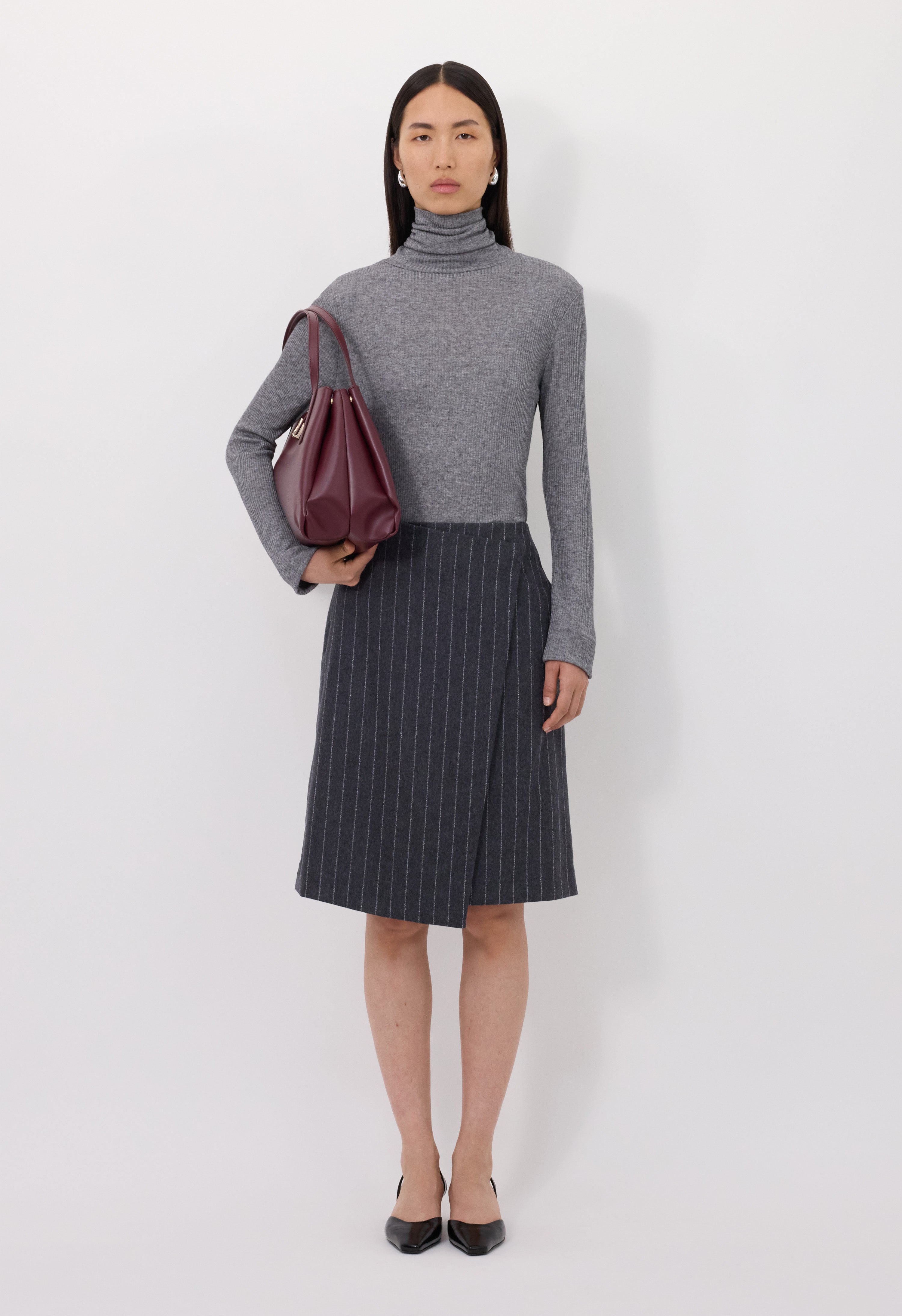 MASON Striped flannel wrap skirt
