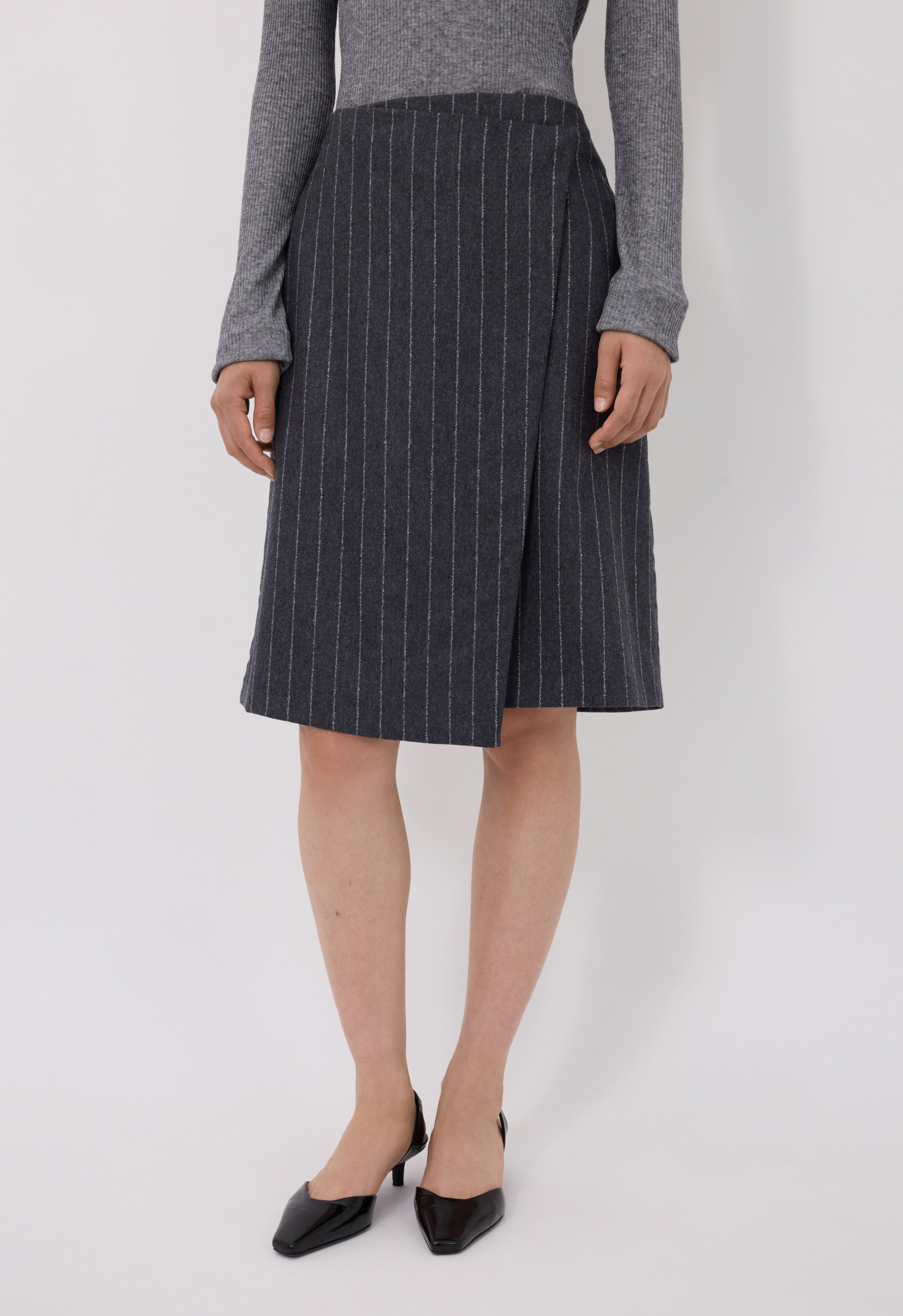 MASON Striped flannel wrap skirt