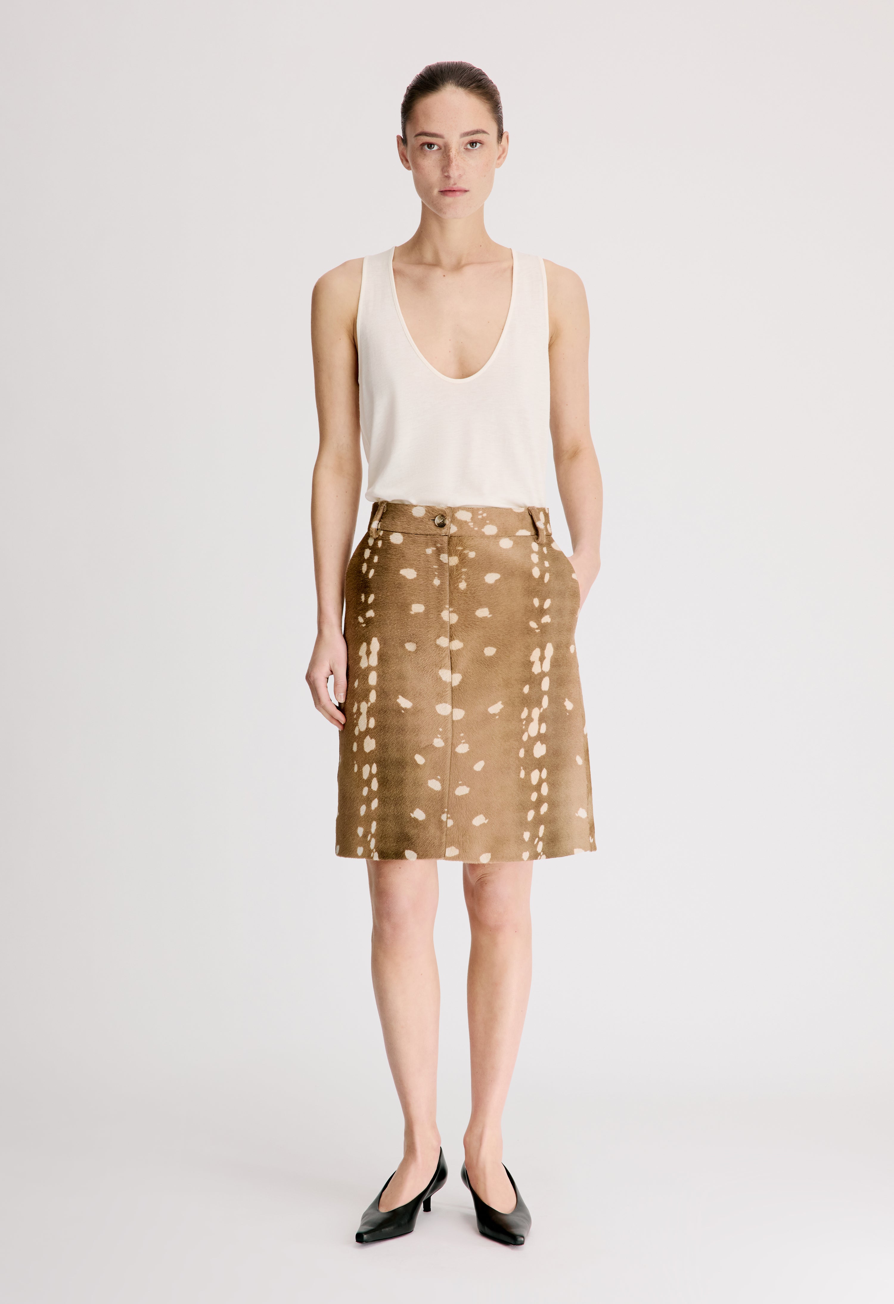 MICA Deer print pony-effect leather skirt