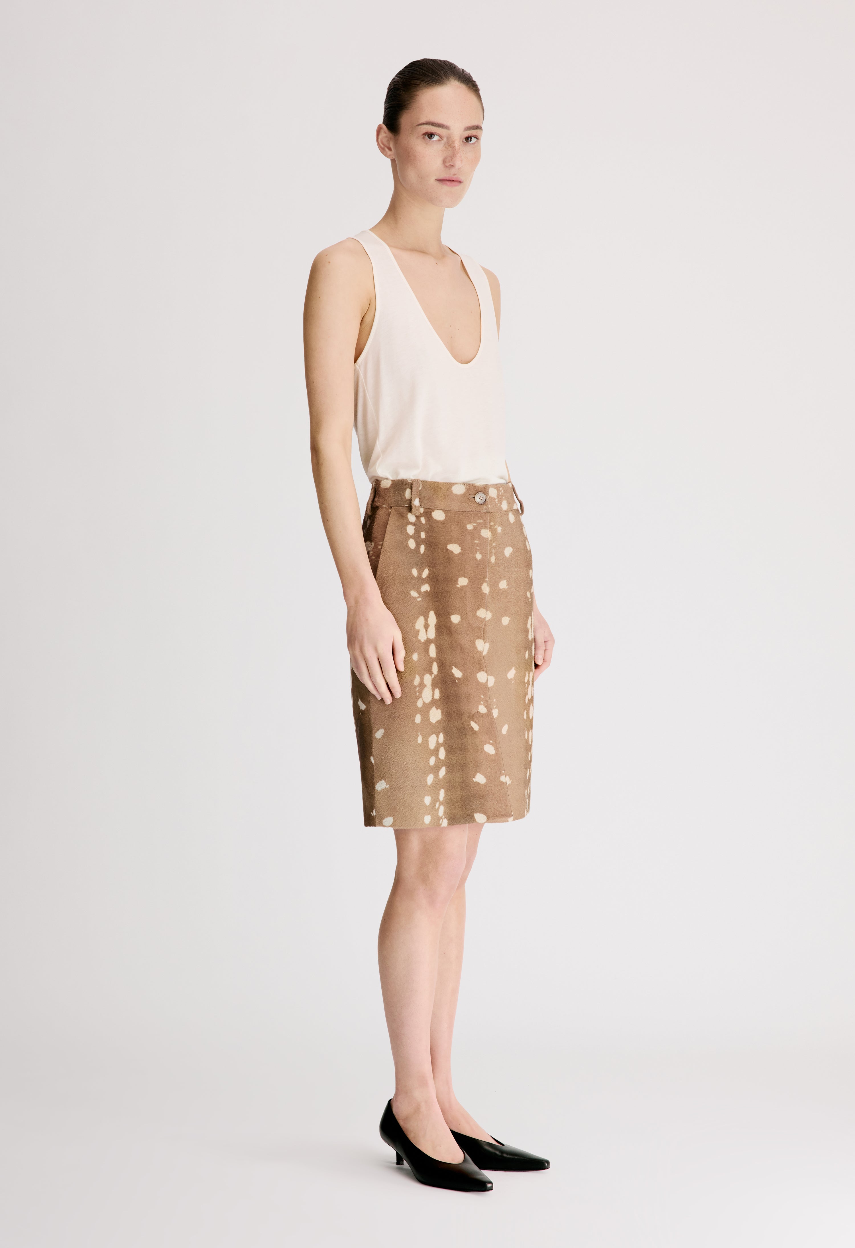 MICA Deer print pony-effect leather skirt
