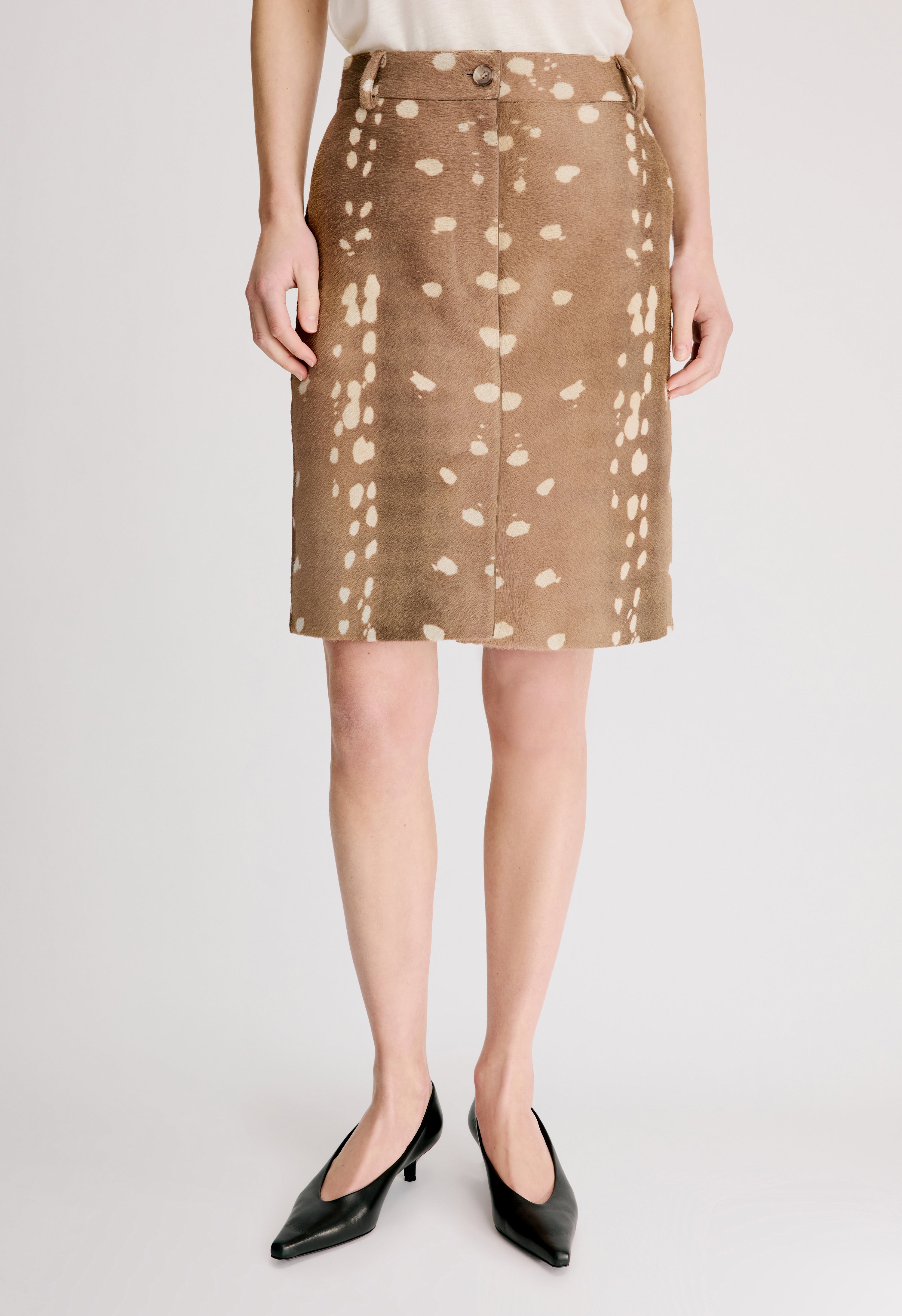 MICA Deer print pony-effect leather skirt