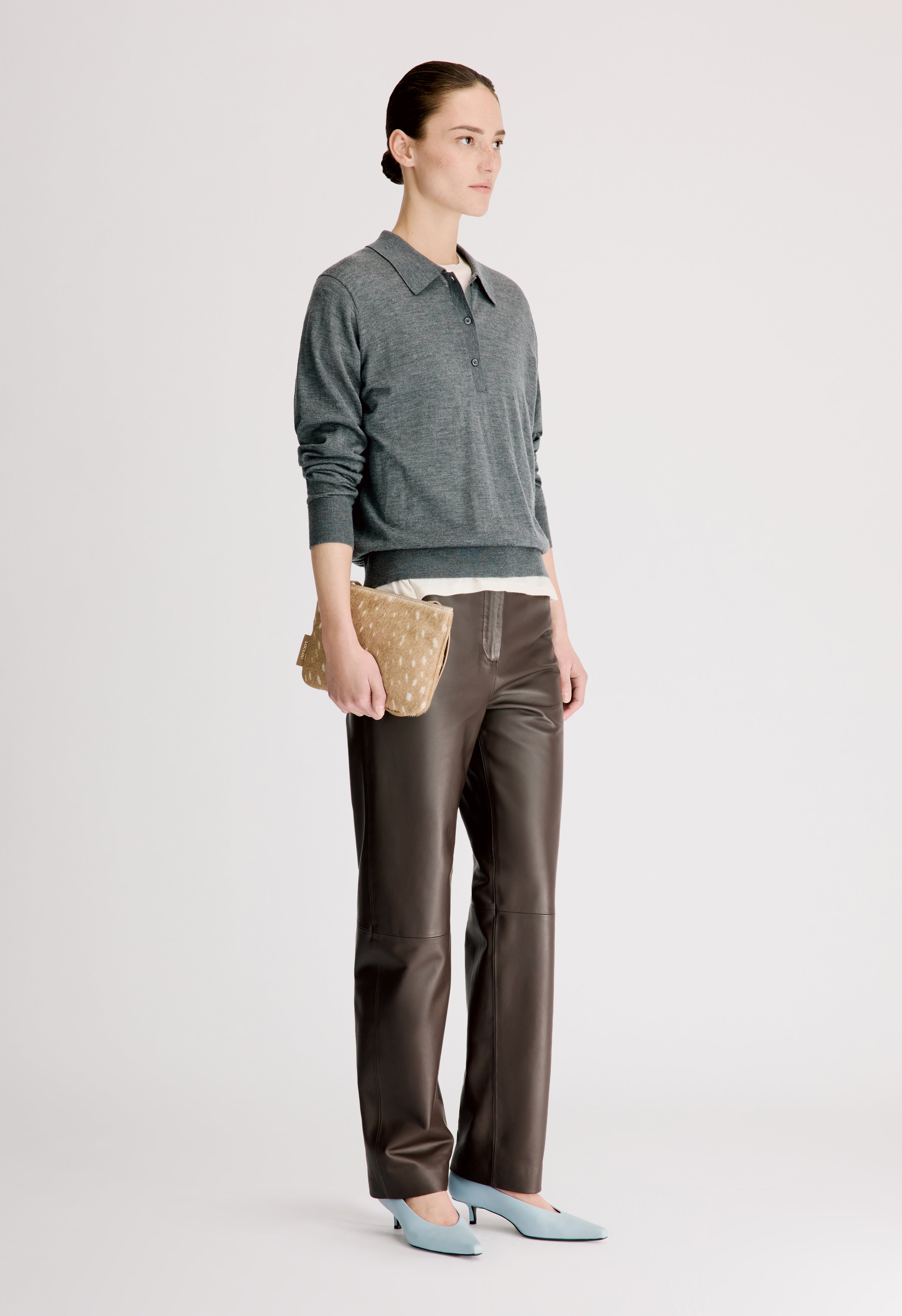 MILES Long-sleeve fine knit polo top