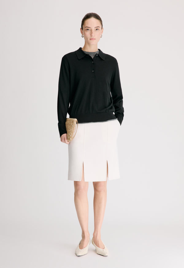 MILES Long-sleeve fine knit polo top
