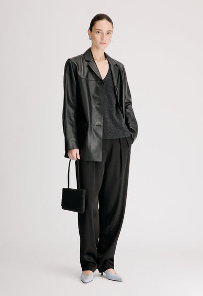NARI Veste en cuir coupe droite