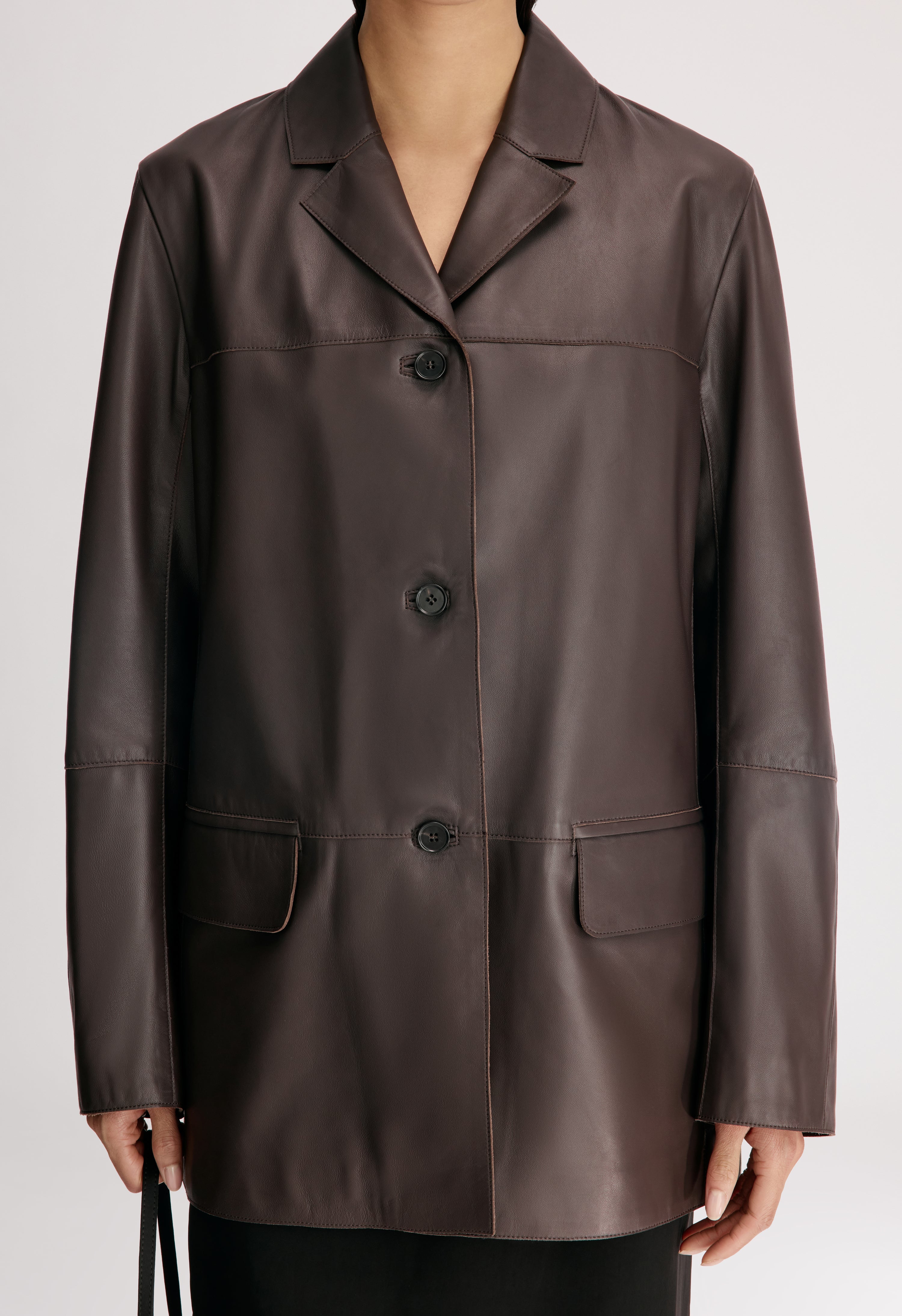 NARI Veste en cuir coupe droite