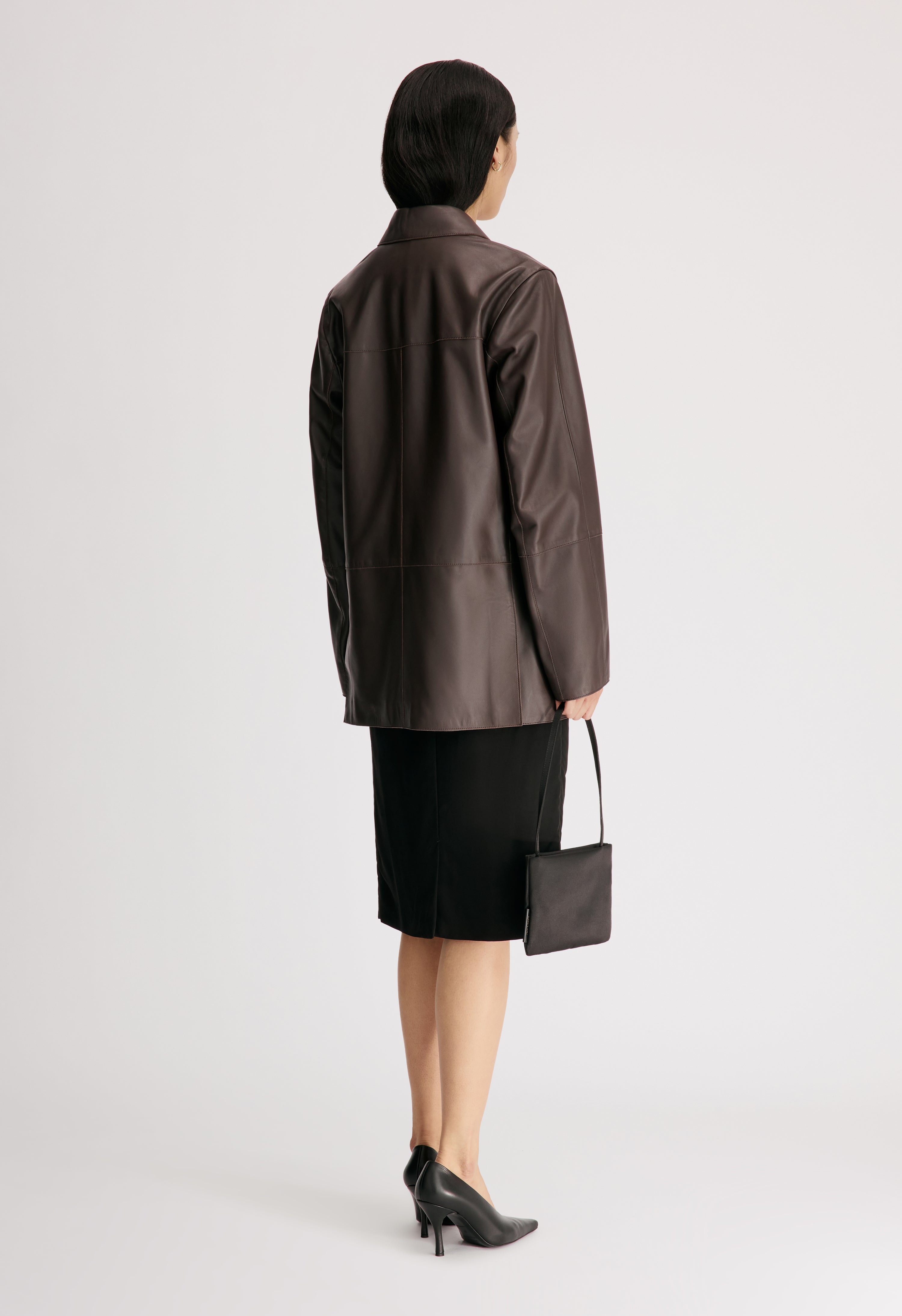 NARI Veste en cuir coupe droite