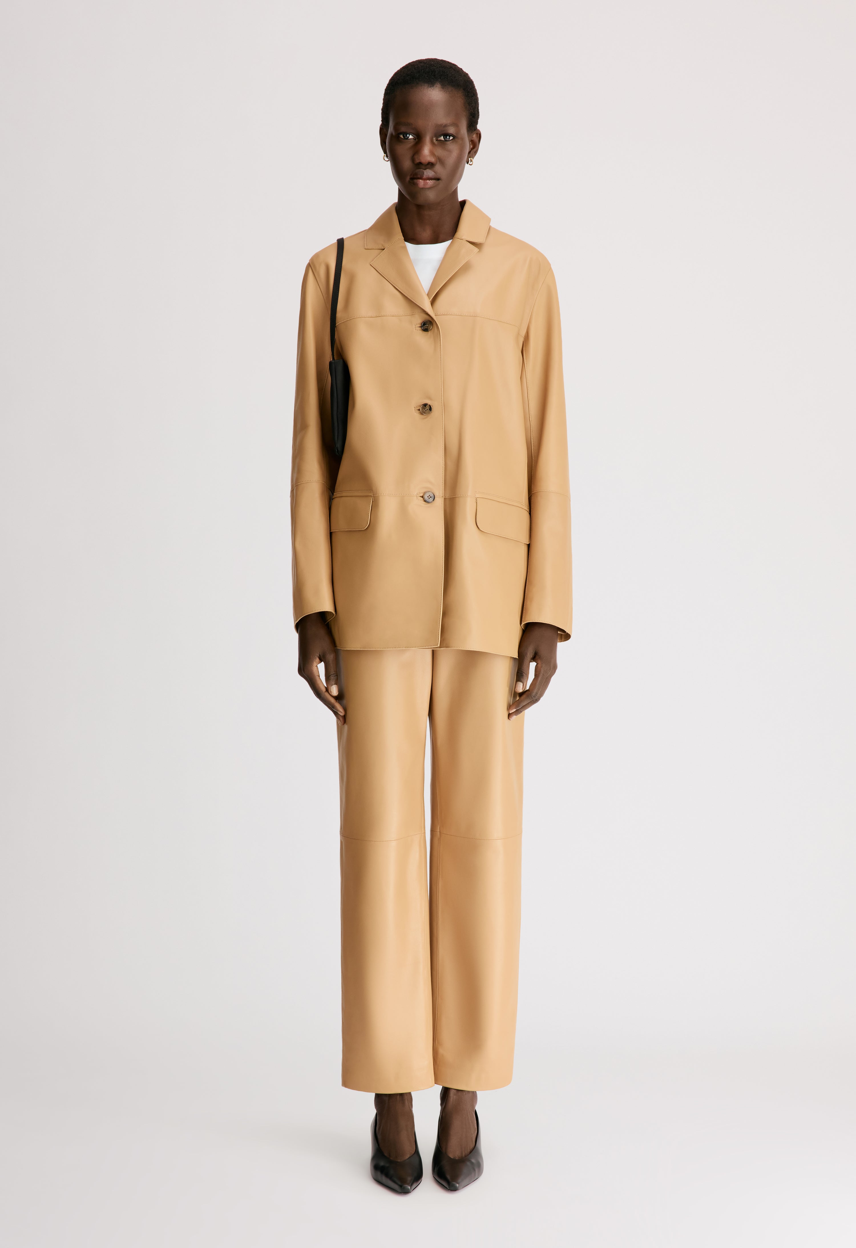 NARI Veste en cuir coupe droite