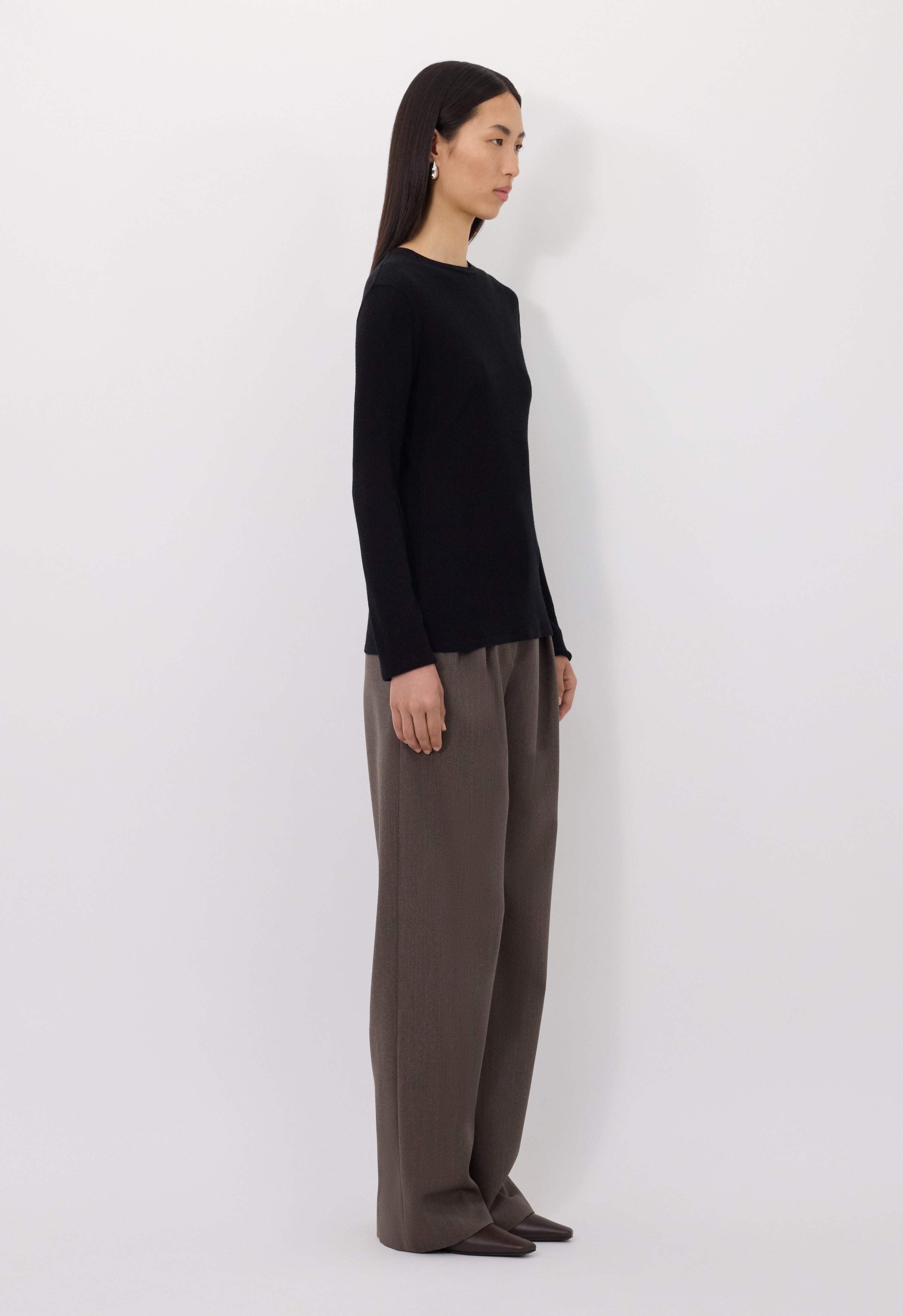 ORTIGIA LDS Ribbed jersey long sleeve t-shirt