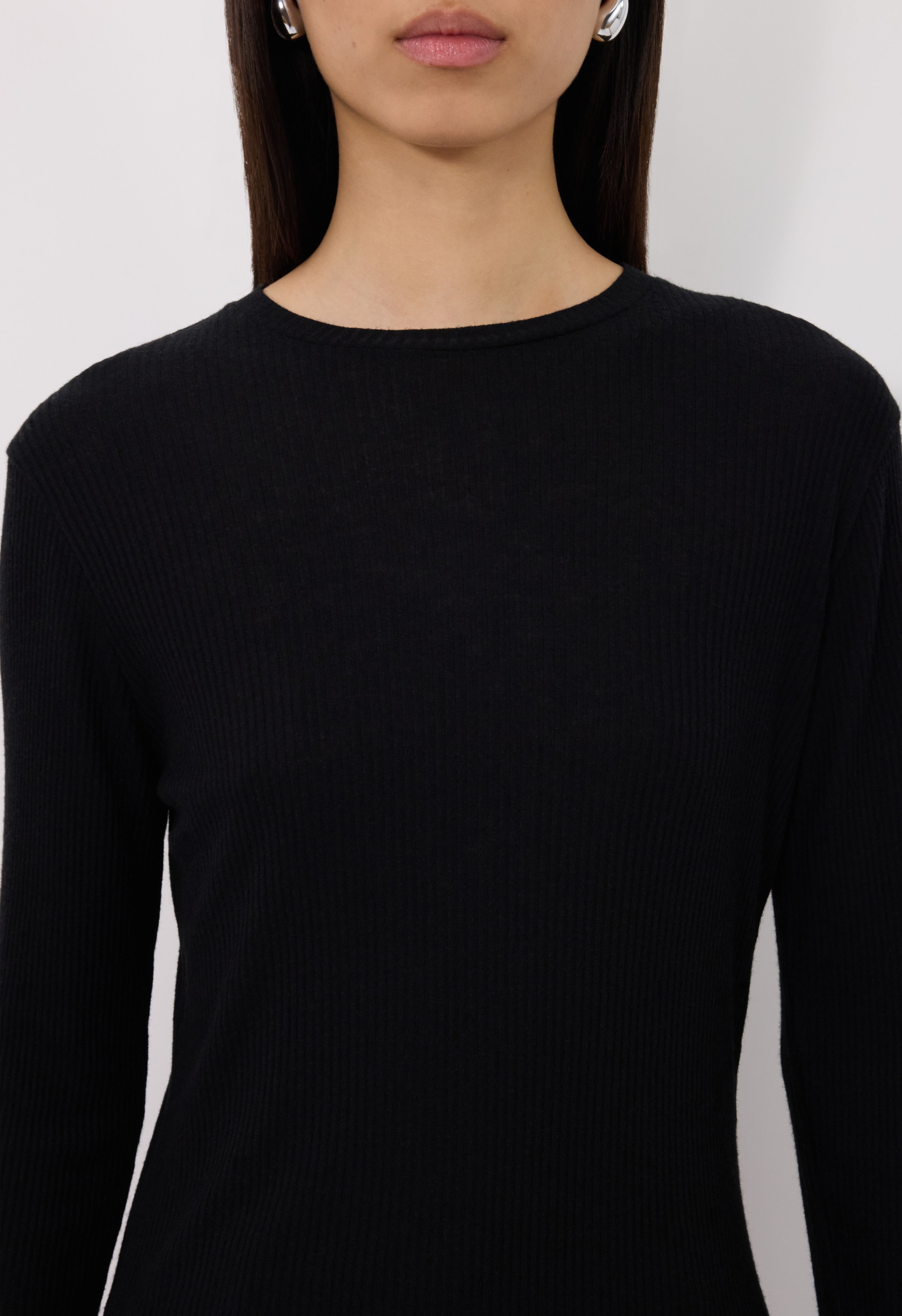 ORTIGIA LDS Ribbed jersey long sleeve t-shirt