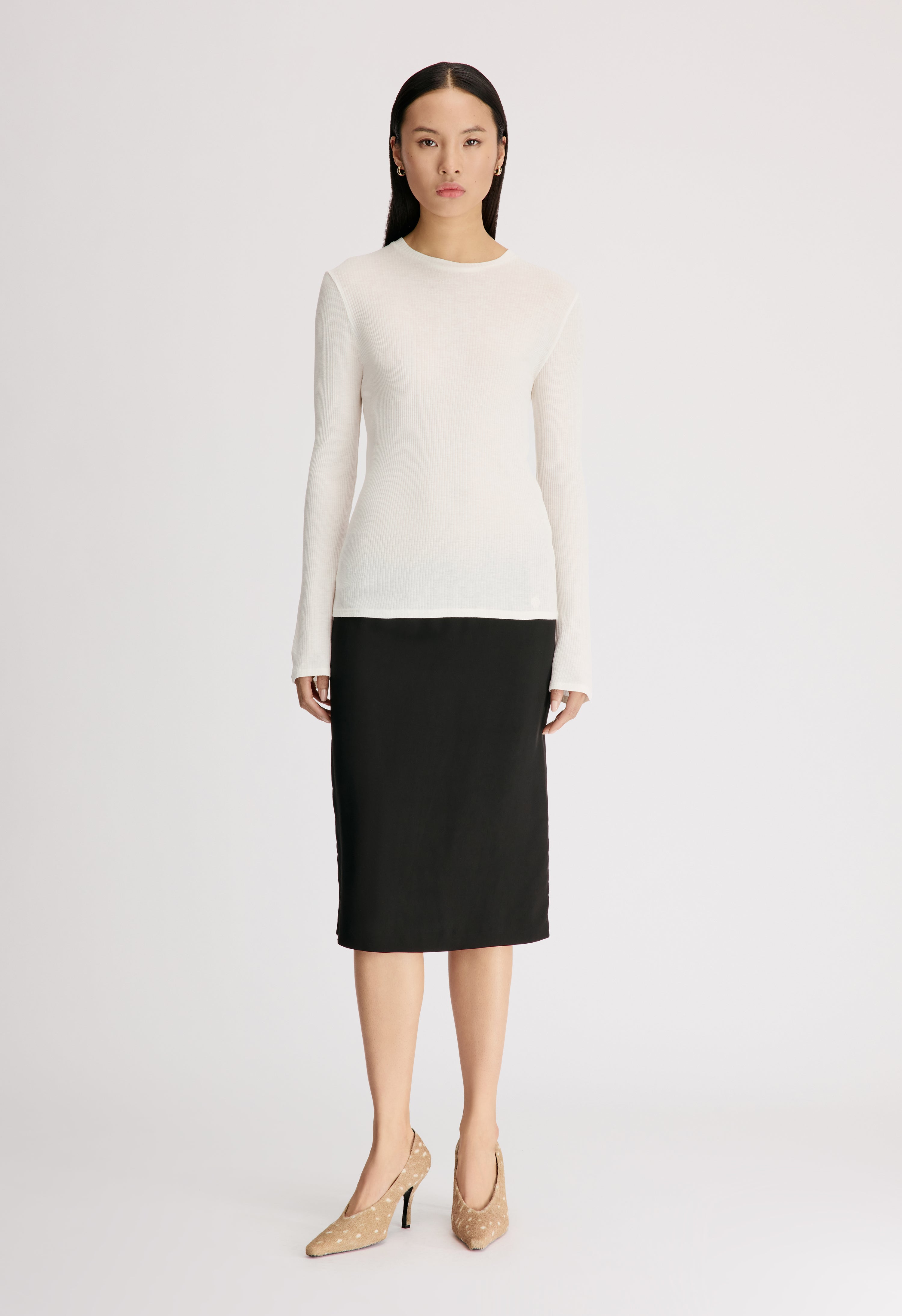 ORTIGIA LDS Ribbed jersey long sleeve t-shirt