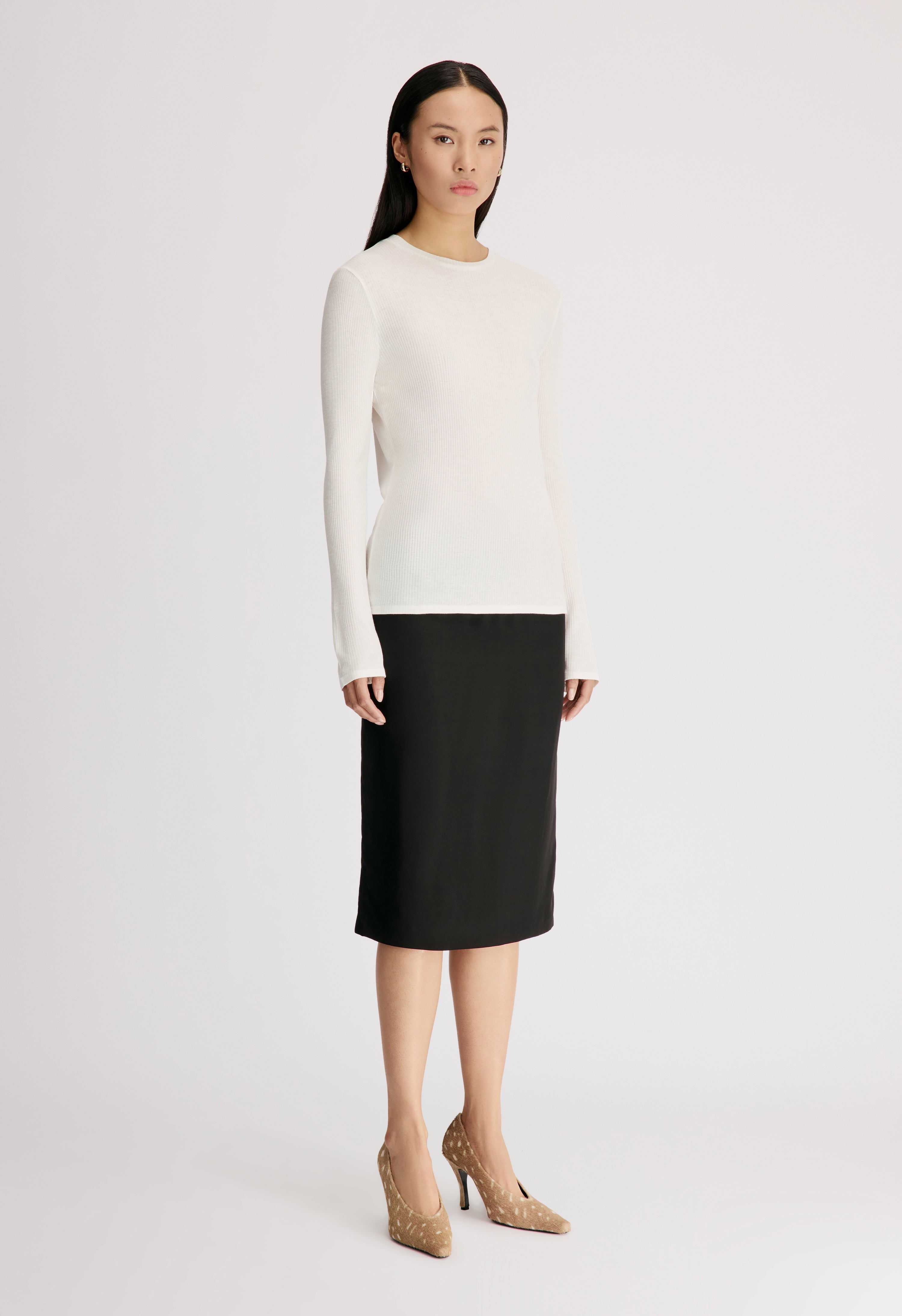 ORTIGIA LDS Ribbed jersey long sleeve t-shirt