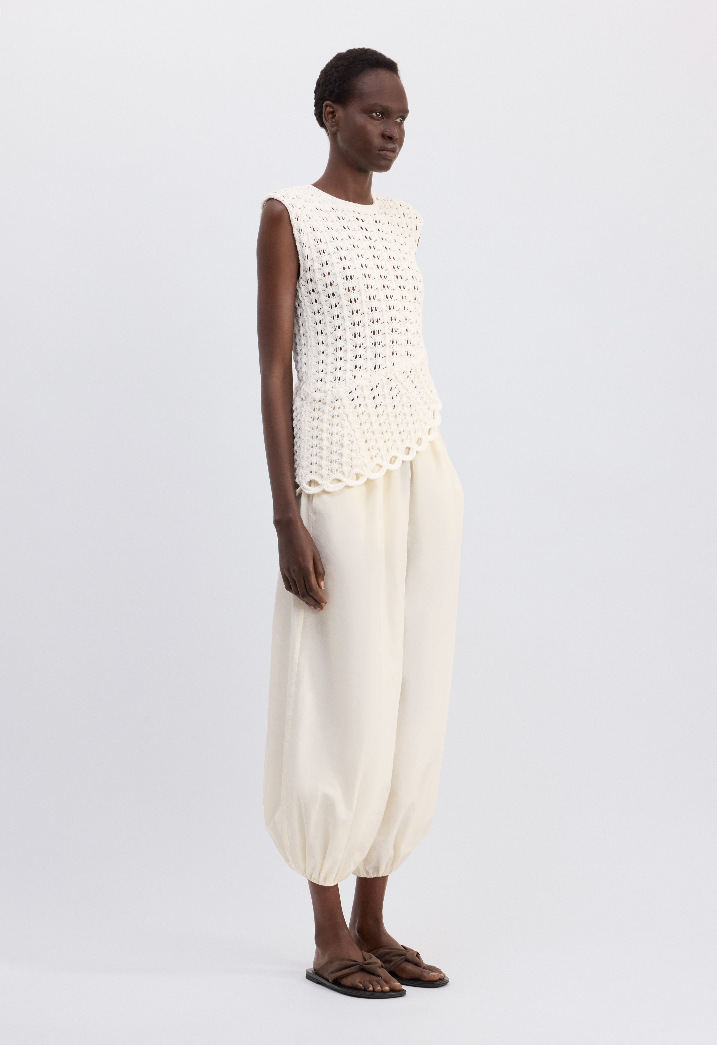 SAEZ Ruffled crochet top