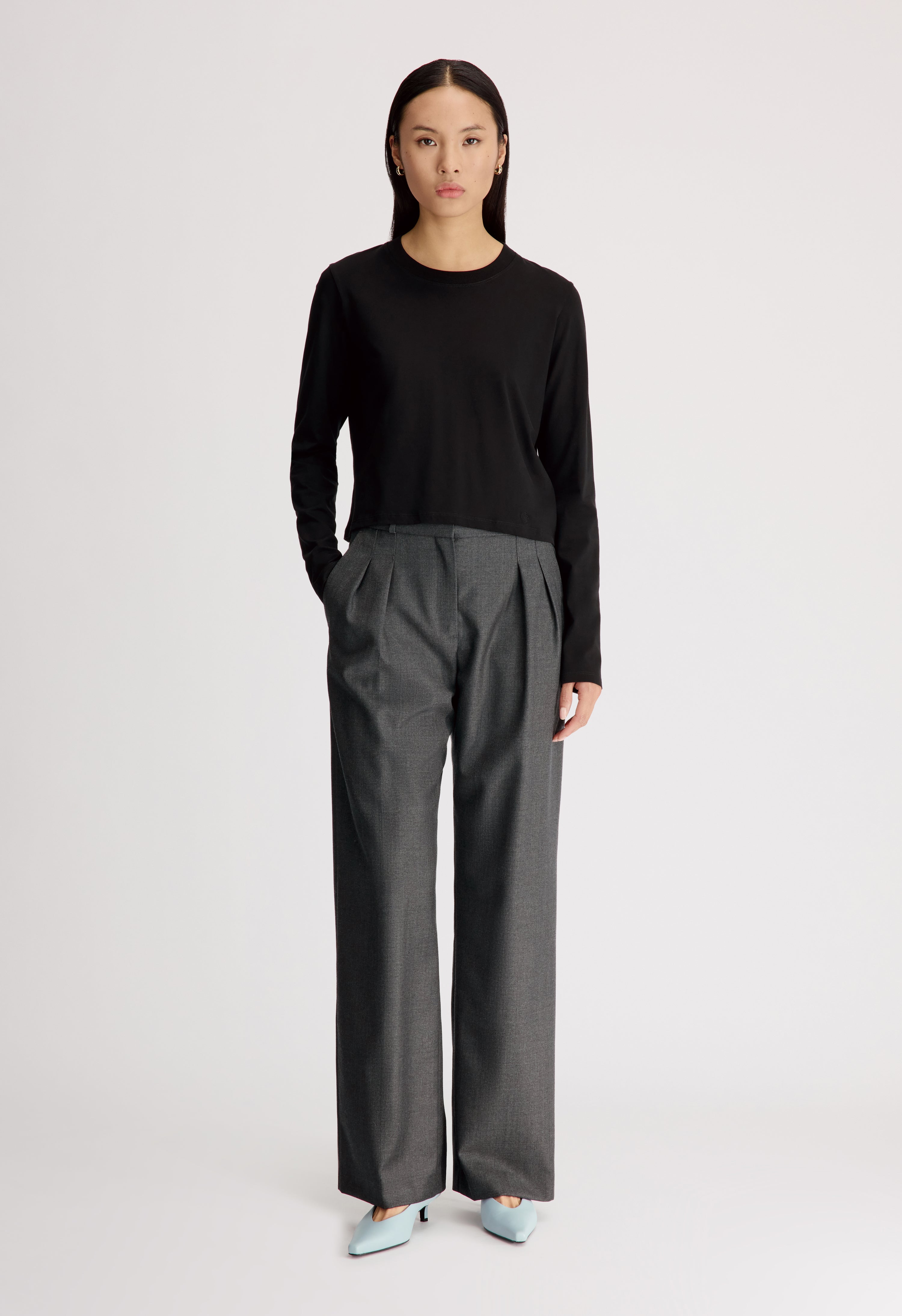 SBIRU LDS Virgin wool pleated trousers