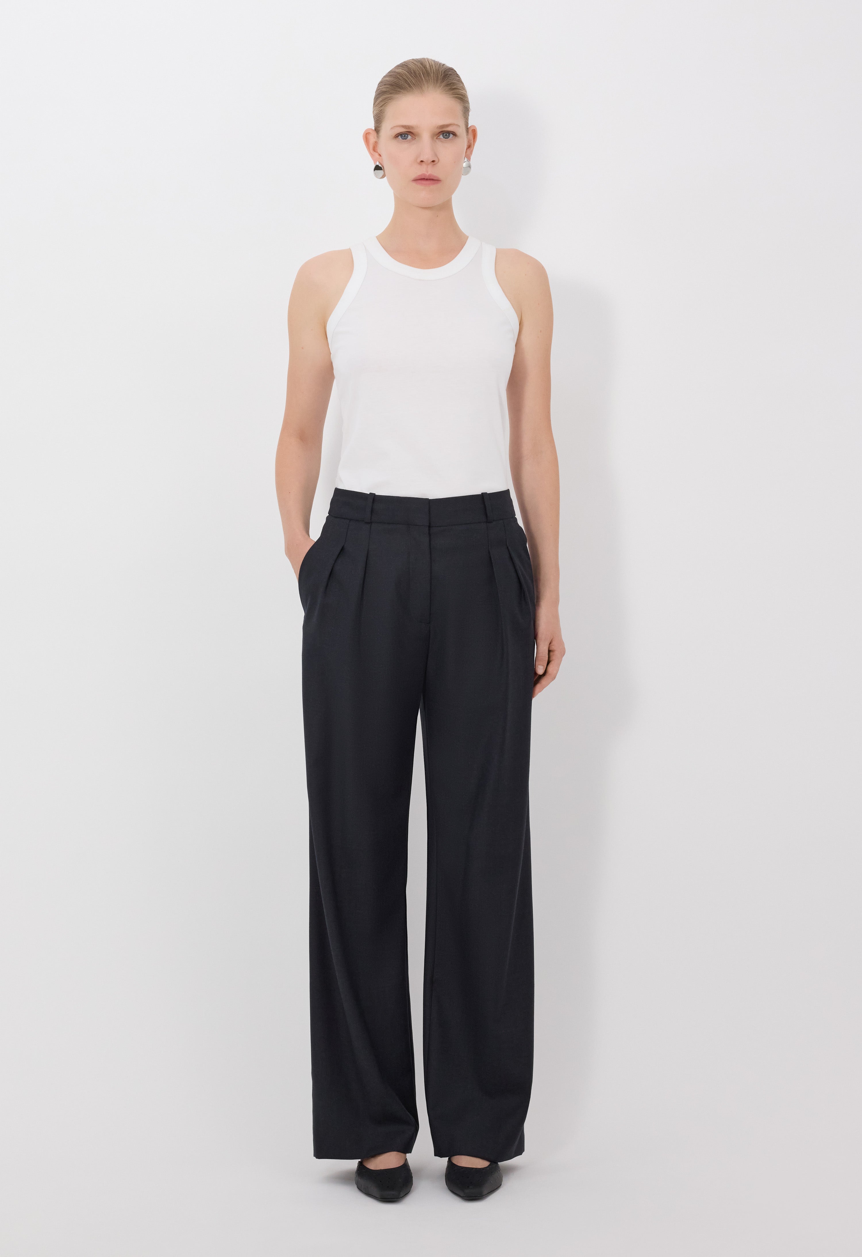 SBIRU LDS Pleated wool trousers